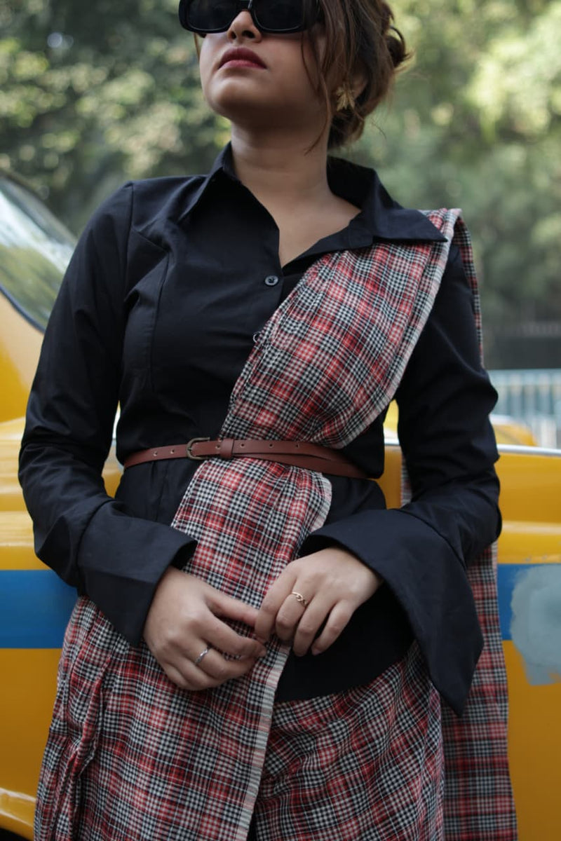 Gaamcha • Phulia • Cotton--Crimson Braid -Crimson Braid 