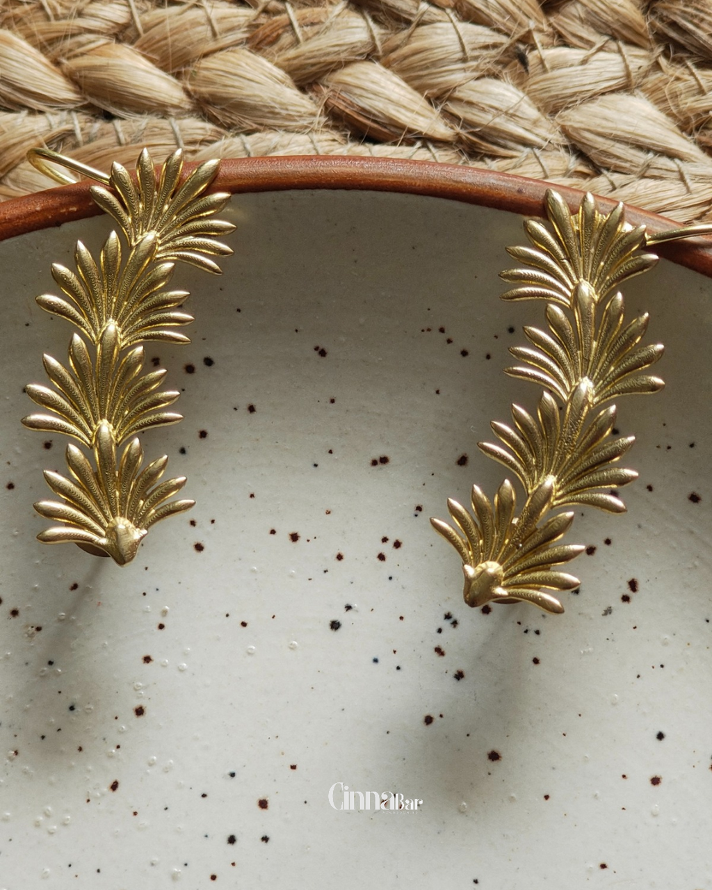 Small Leaves • Brass Ear Cuffs--Crimson Braid -Crimson Braid 