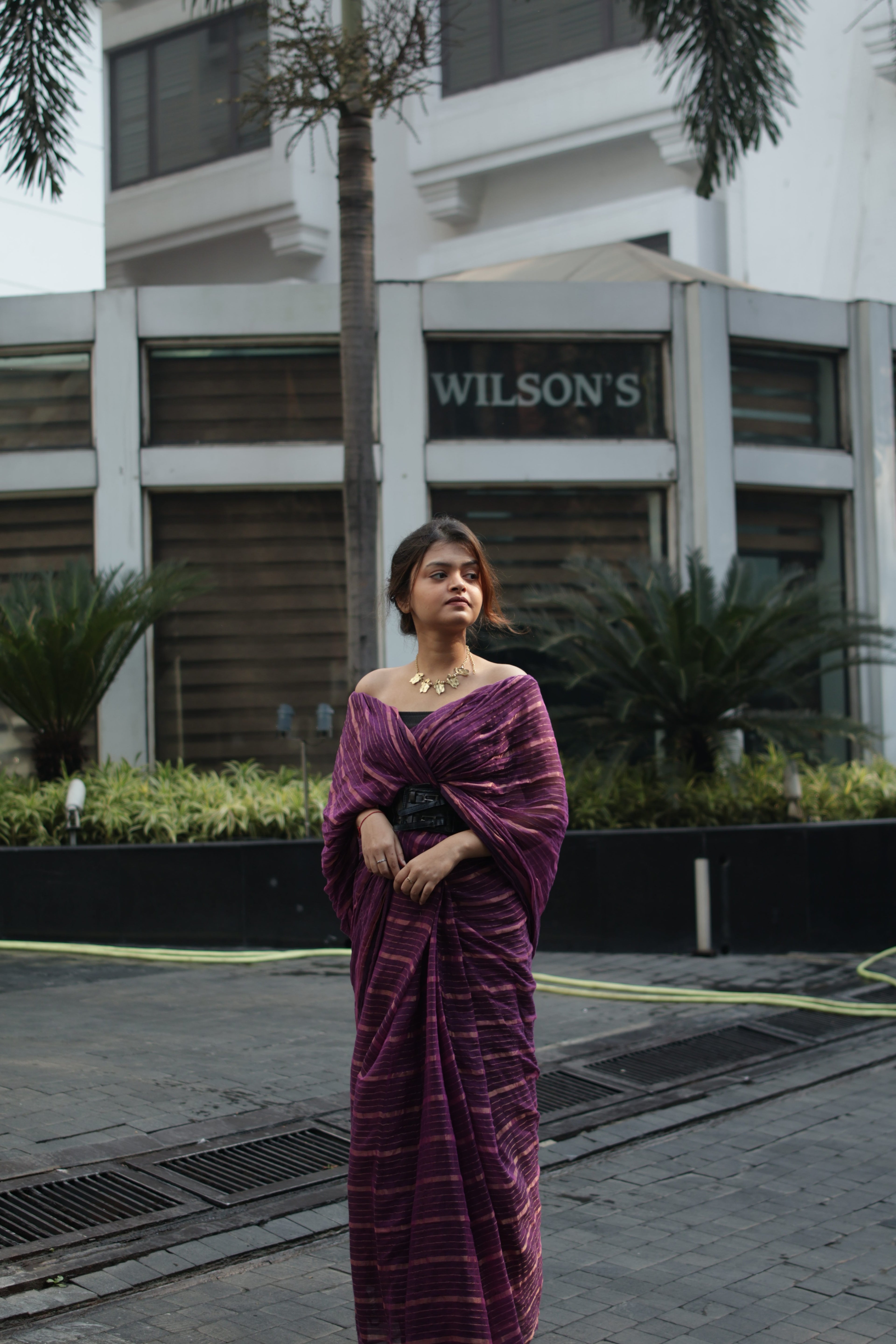 • Phulia • Mul Cotton--Crimson Braid -Crimson Braid 