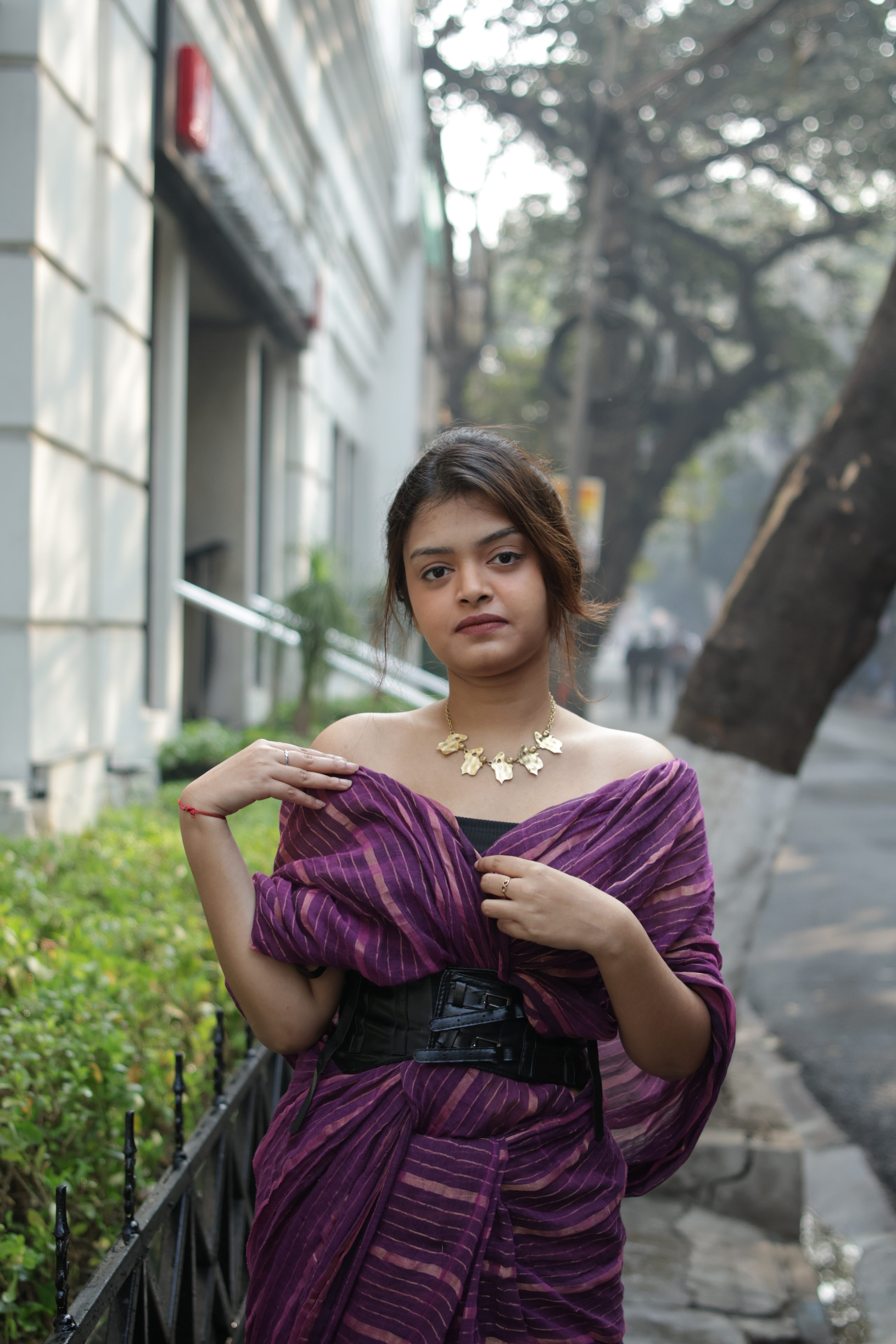 Abstract Face • Brass Set-Neckpieces-Crimson Braid -Crimson Braid 