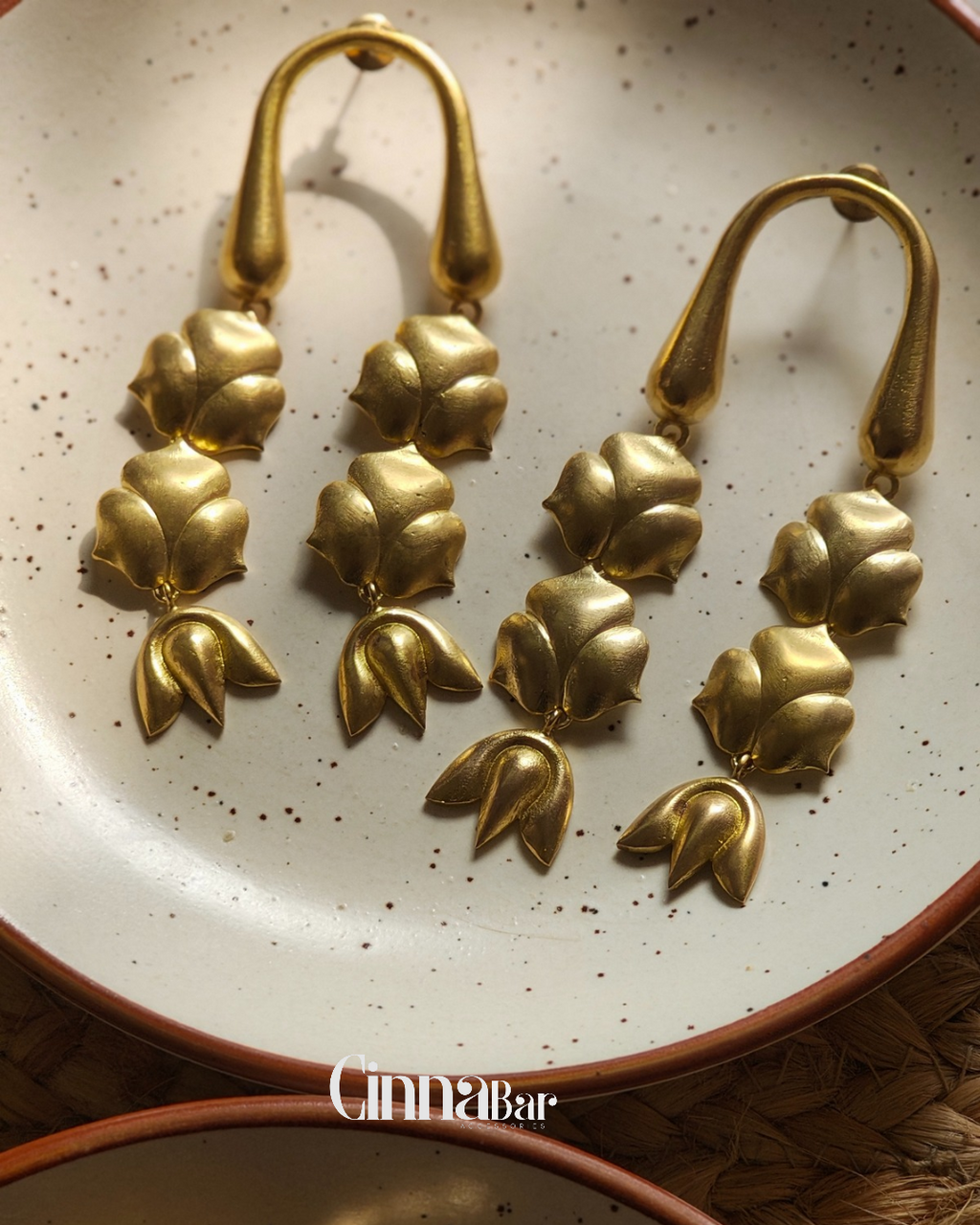 Lotus Danglers • Brass Earrings--Crimson Braid -Crimson Braid 