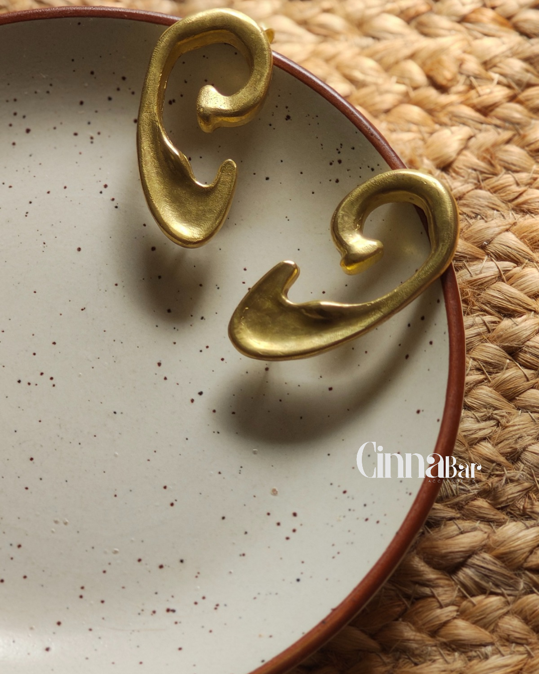 Kaan • Brass Ear Cuffs--Crimson Braid -Crimson Braid 