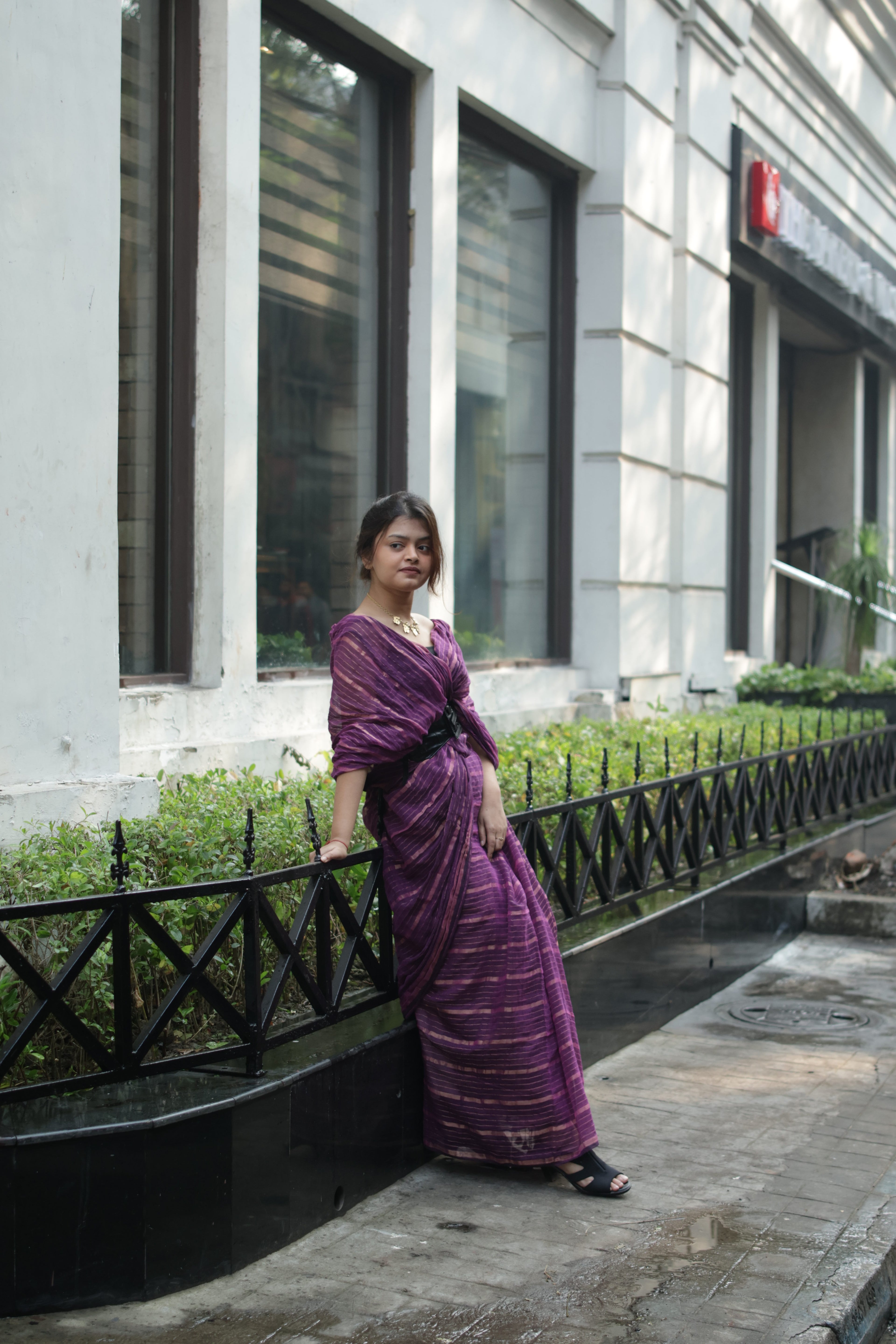 • Phulia • Mul Cotton--Crimson Braid -Crimson Braid 