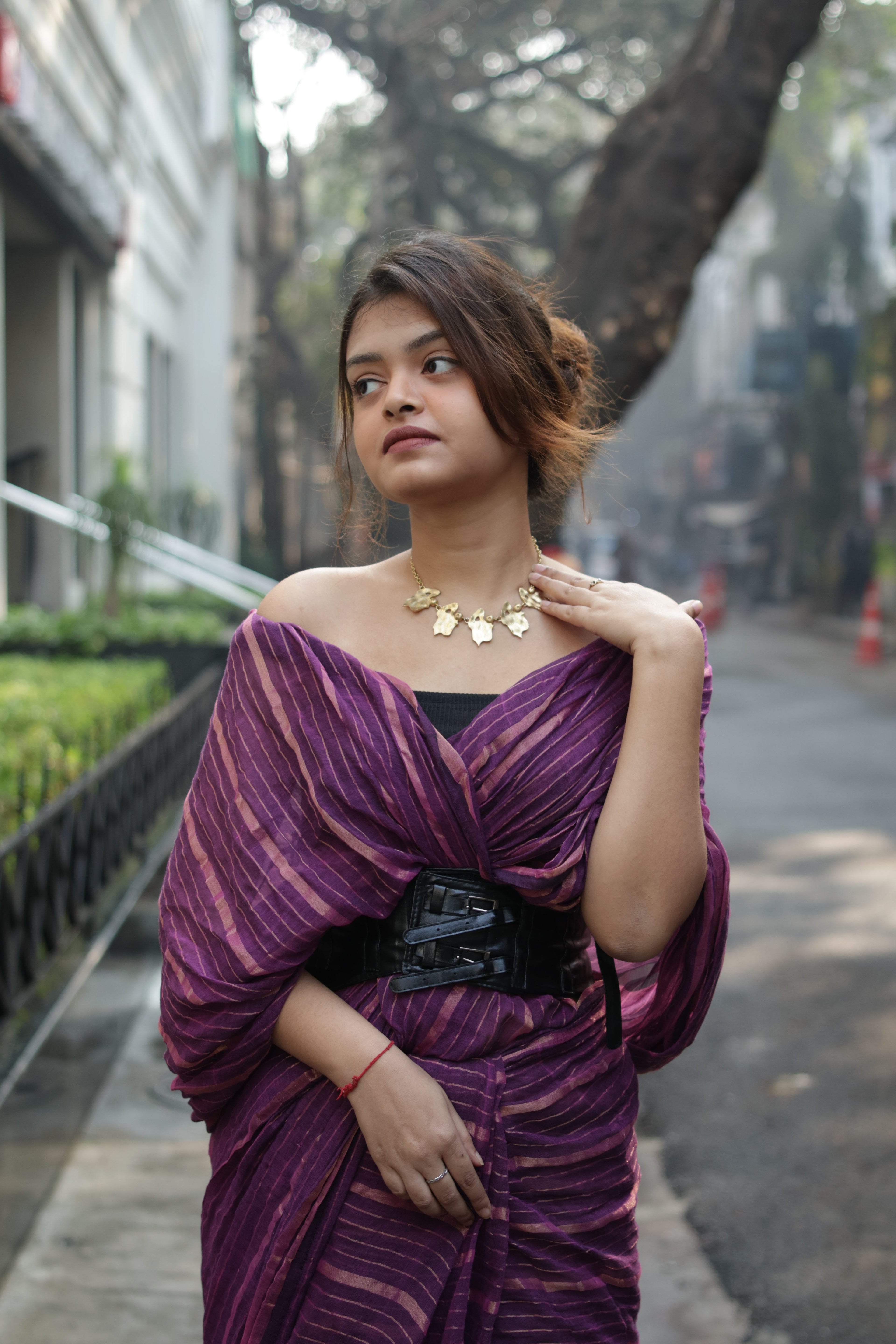 Abstract Face • Brass Set-Neckpieces-Crimson Braid -Crimson Braid 