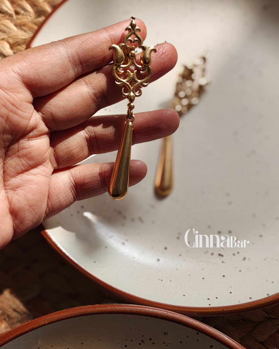 Antique Drop • Brass Earrings--Crimson Braid -Crimson Braid 