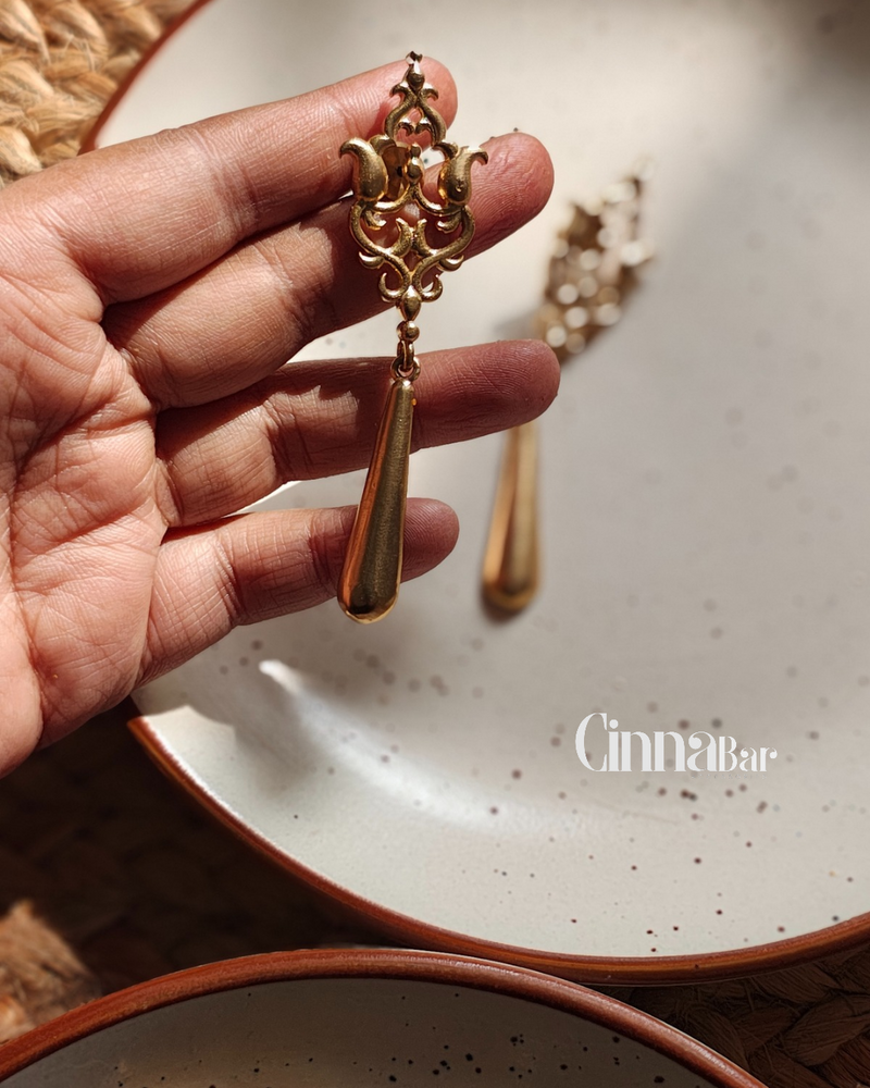 Antique Drop • Brass Earrings--Crimson Braid -Crimson Braid 