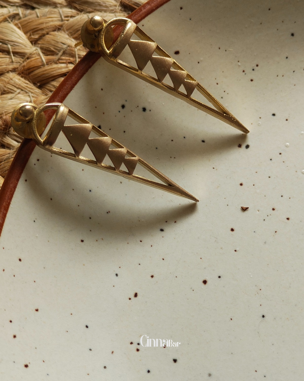 Triangles • Brass Earrings--Crimson Braid -Crimson Braid 