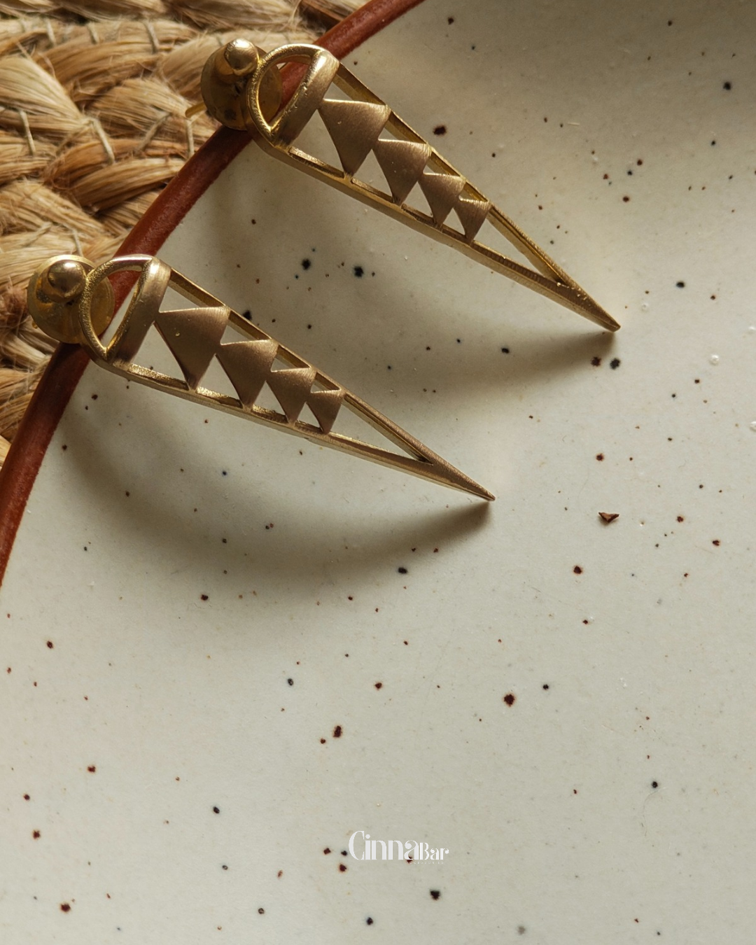 Triangles • Brass Earrings--Crimson Braid -Crimson Braid 