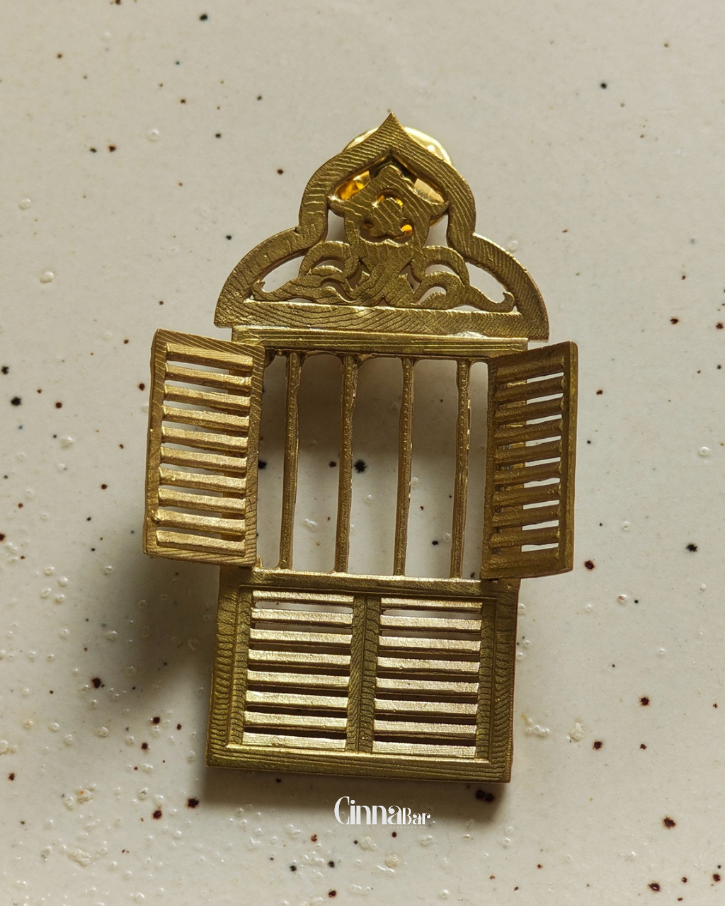 Antique Window • Brass Brooch--Crimson Braid -Crimson Braid 