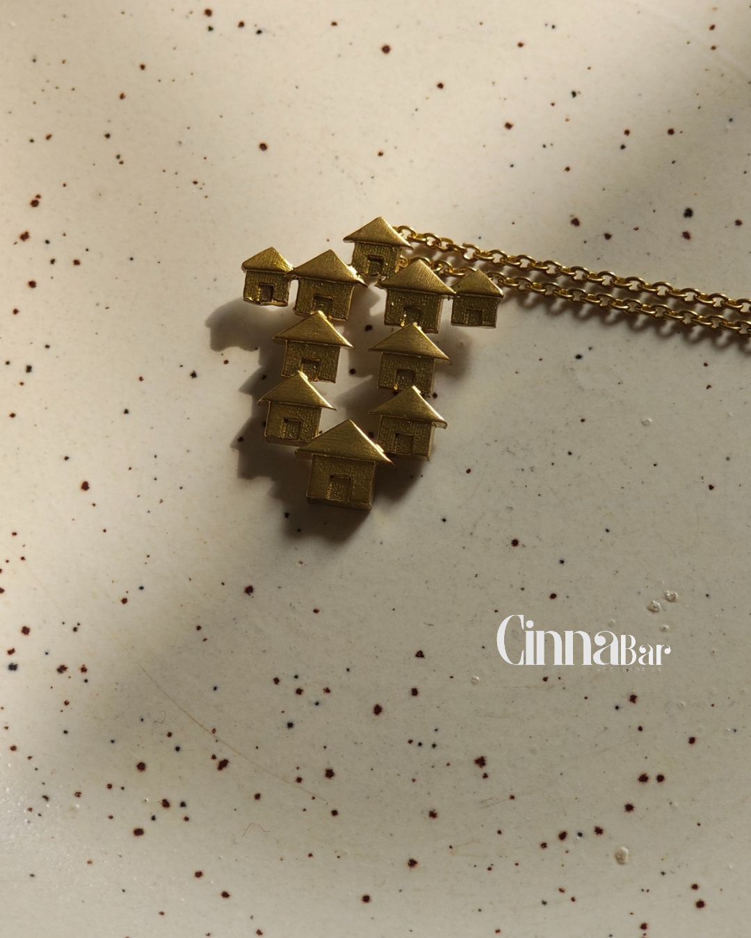 House Stack • Brass Neckpiece (Pendant Form)--Crimson Braid -Crimson Braid 