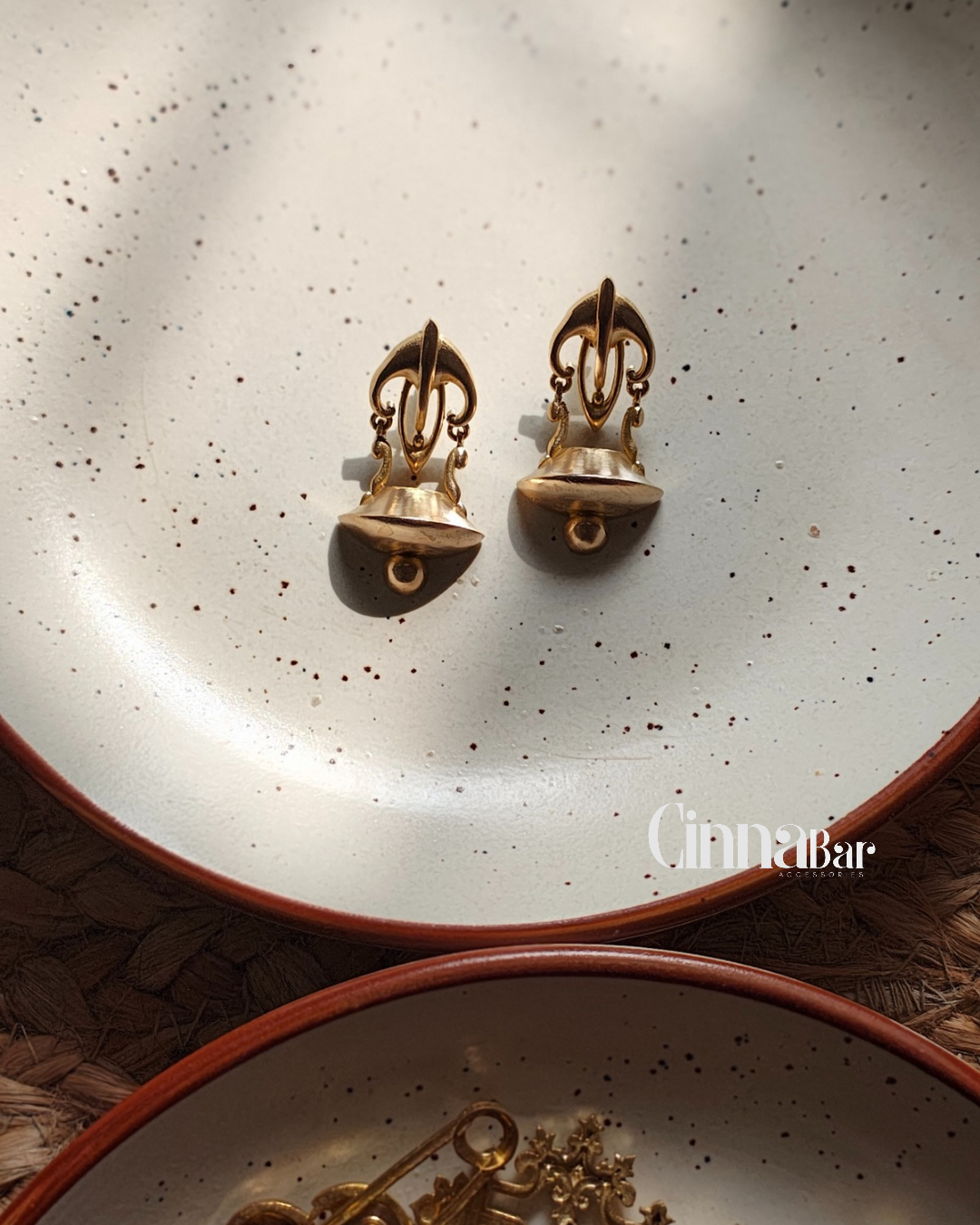 Antique Bell • Brass Earrings--Crimson Braid -Crimson Braid 