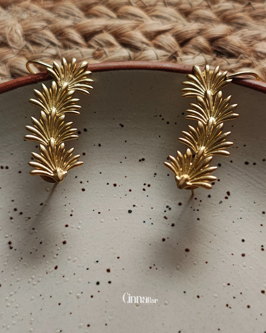 Small Leaves • Brass Ear Cuffs--Crimson Braid -Crimson Braid 