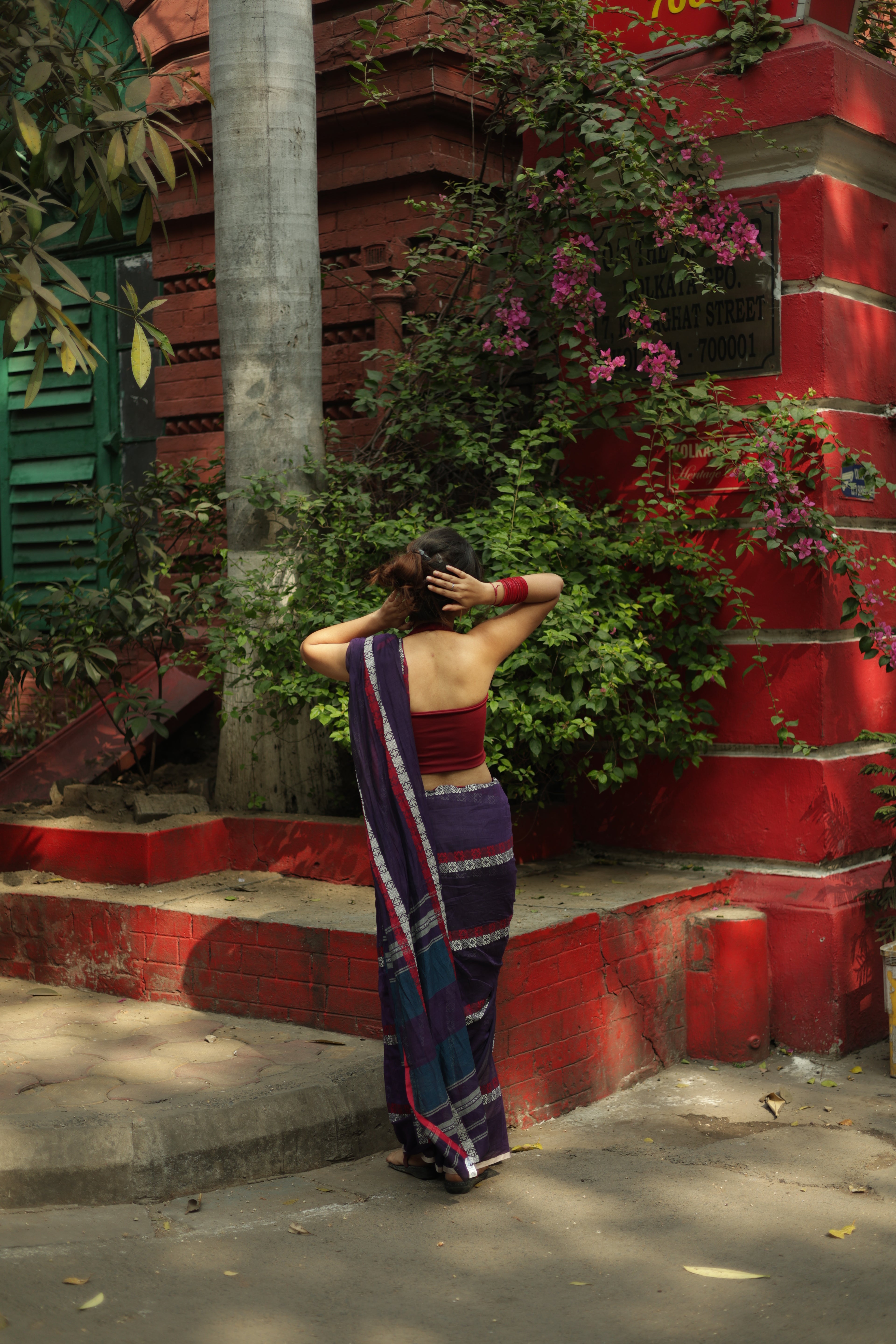 Keya • Dhaniakhali • Mul Cotton--Crimson Braid -Crimson Braid 