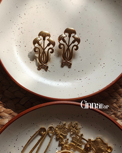 A Kashmiri Flower • Brass Earrings--Crimson Braid -Crimson Braid 