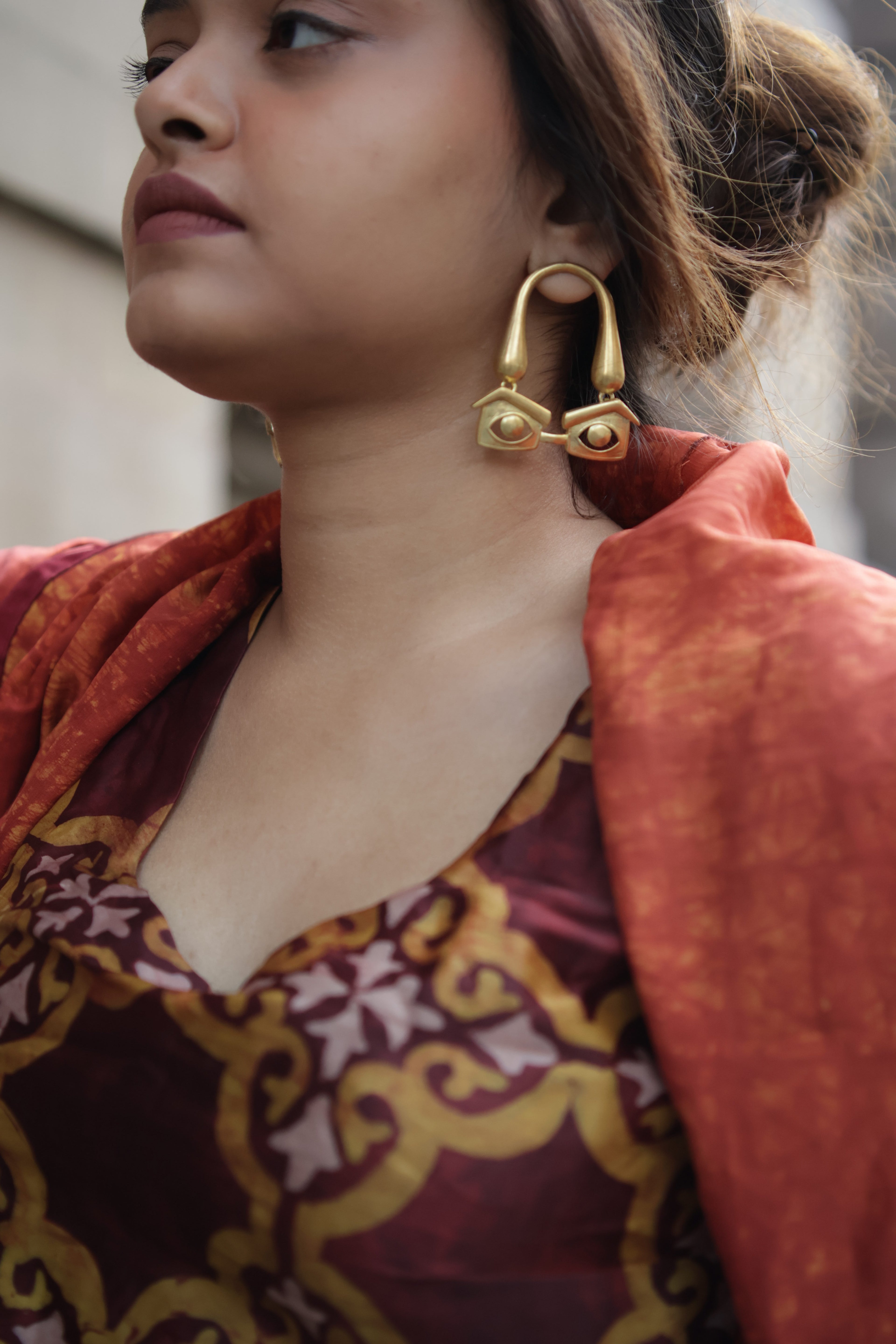 Specs • Brass Earrings • Necpiece • Set--Crimson Braid -Crimson Braid 