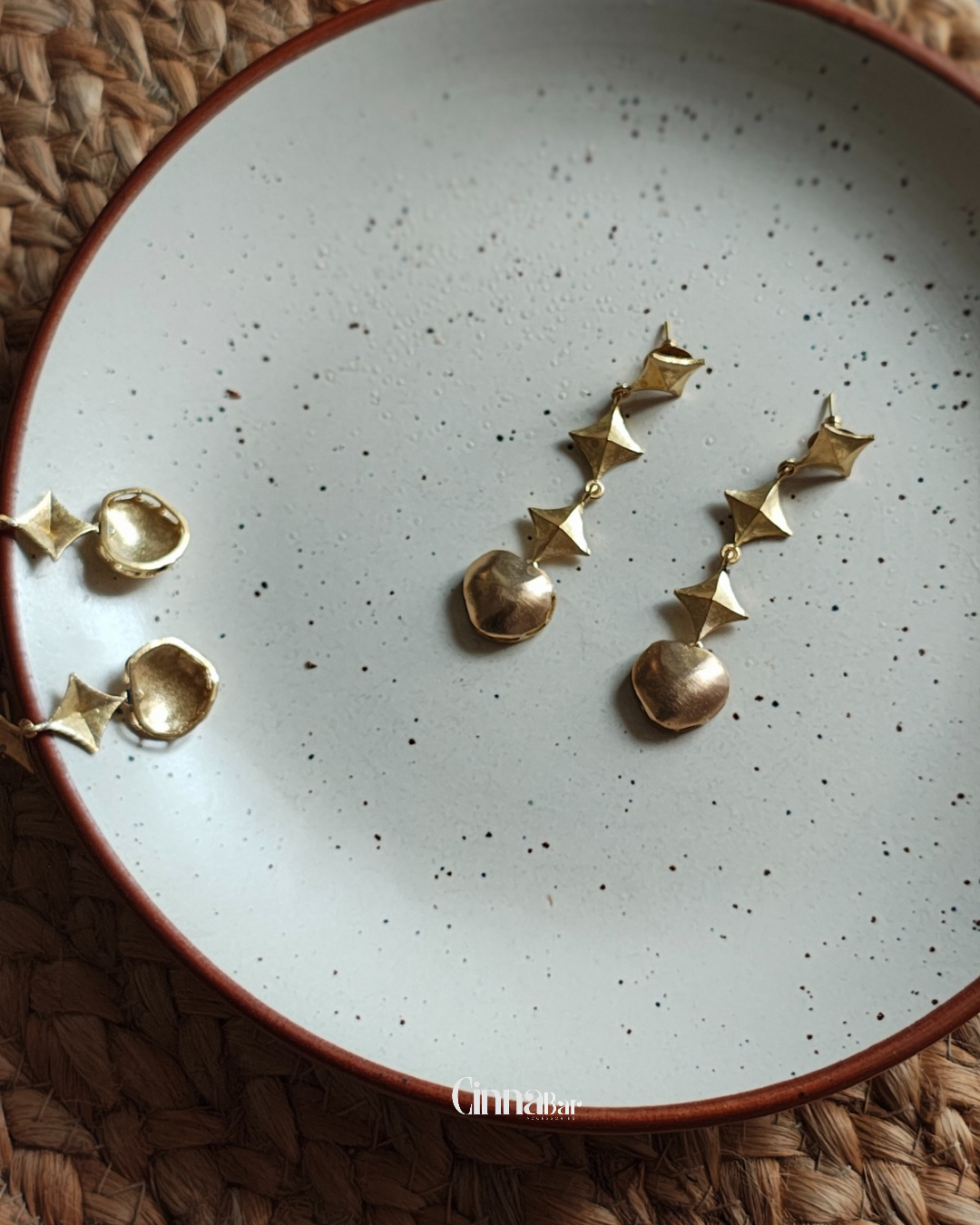 Diamond, Circles • Brass Earrings--Crimson Braid -Crimson Braid 