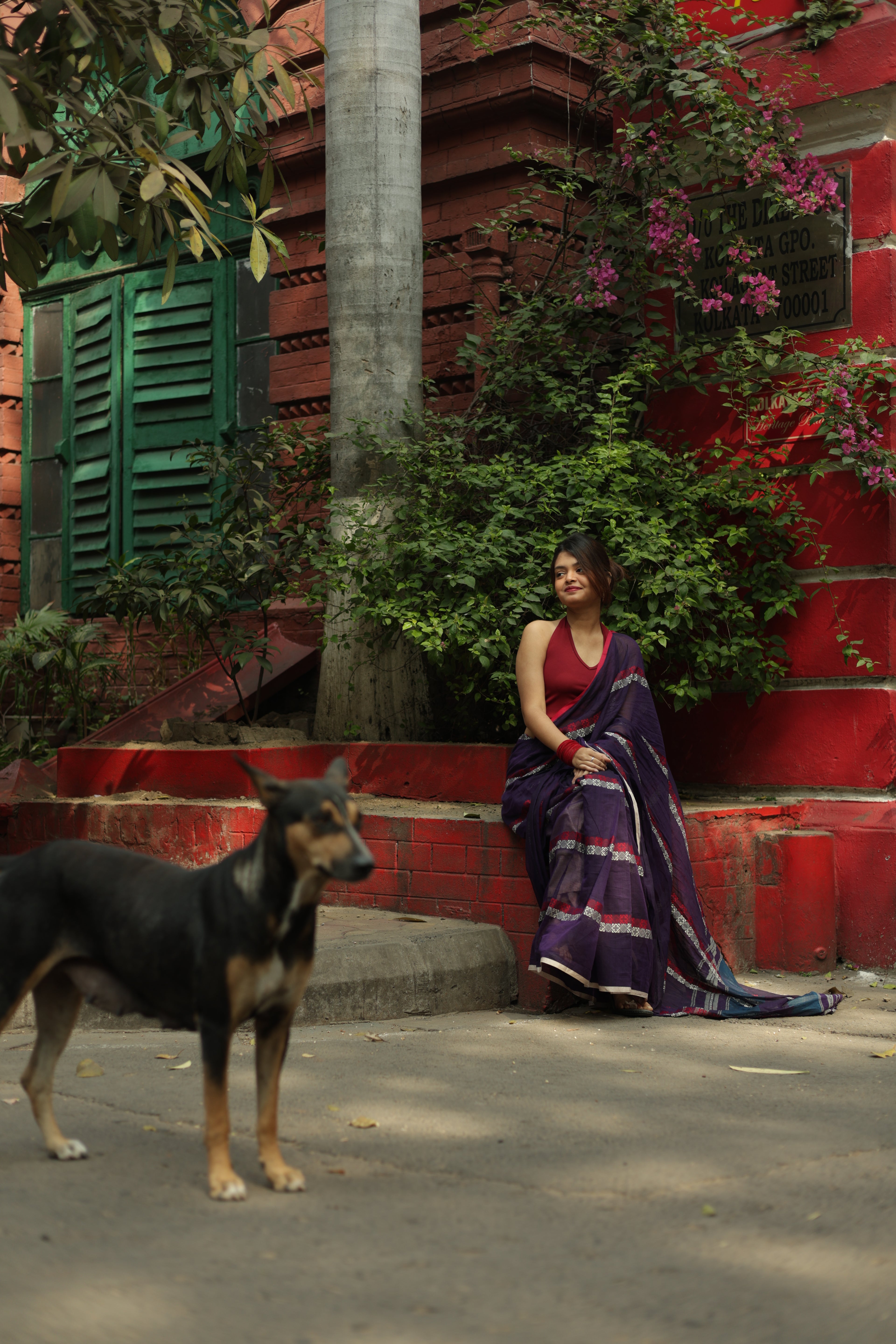 Keya • Dhaniakhali • Mul Cotton--Crimson Braid -Crimson Braid 