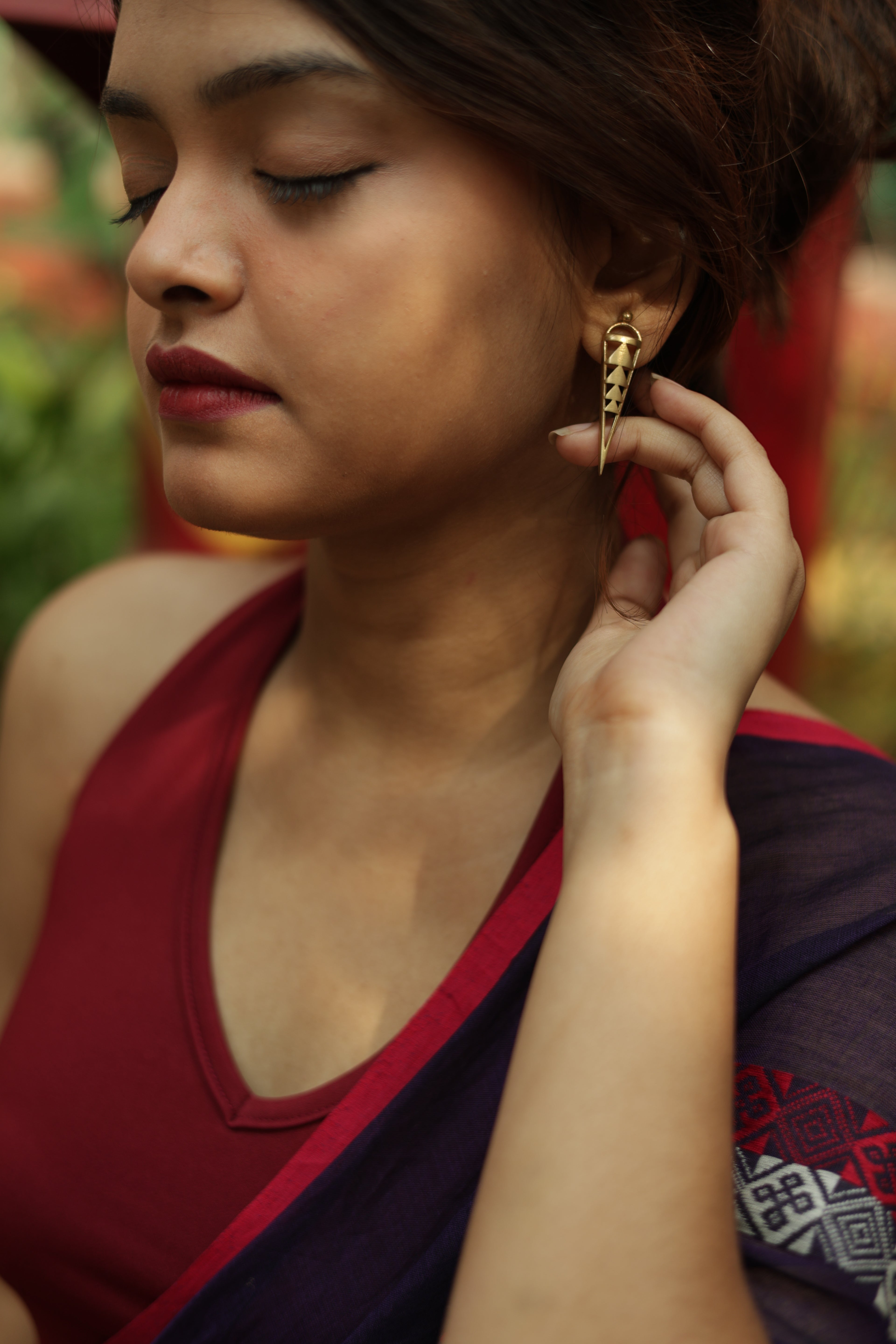 Triangles • Brass Earrings--Crimson Braid -Crimson Braid 