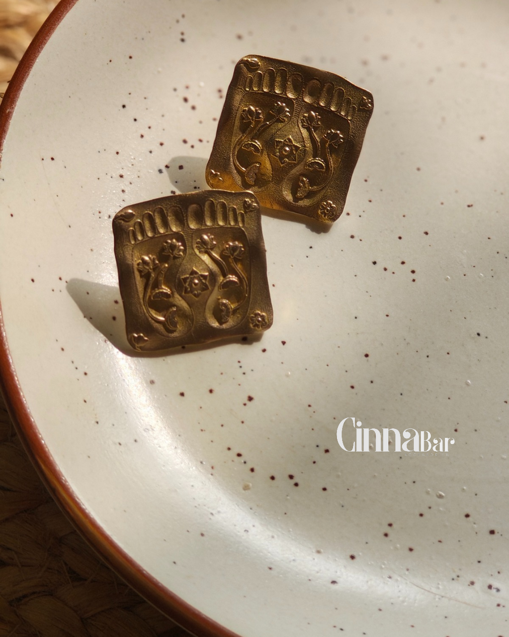 Foot Imprint • Brass Earrings--Crimson Braid -Crimson Braid 