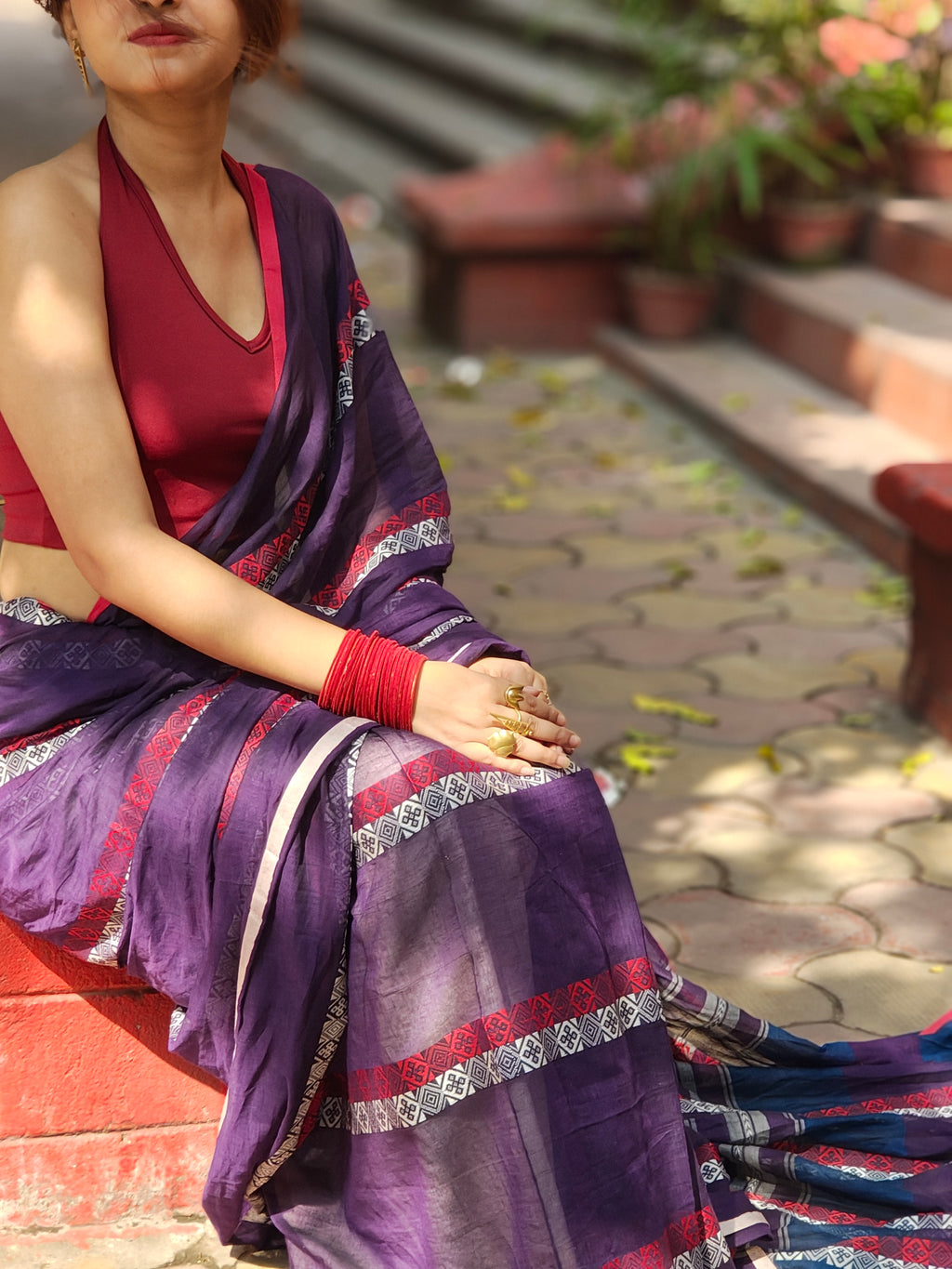Keya • Dhaniakhali • Mul Cotton--Crimson Braid -Crimson Braid 