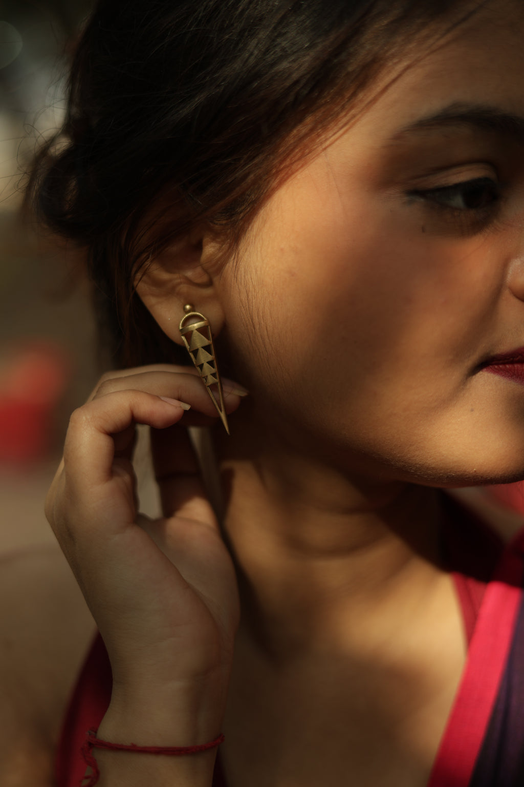Triangles • Brass Earrings--Crimson Braid -Crimson Braid 