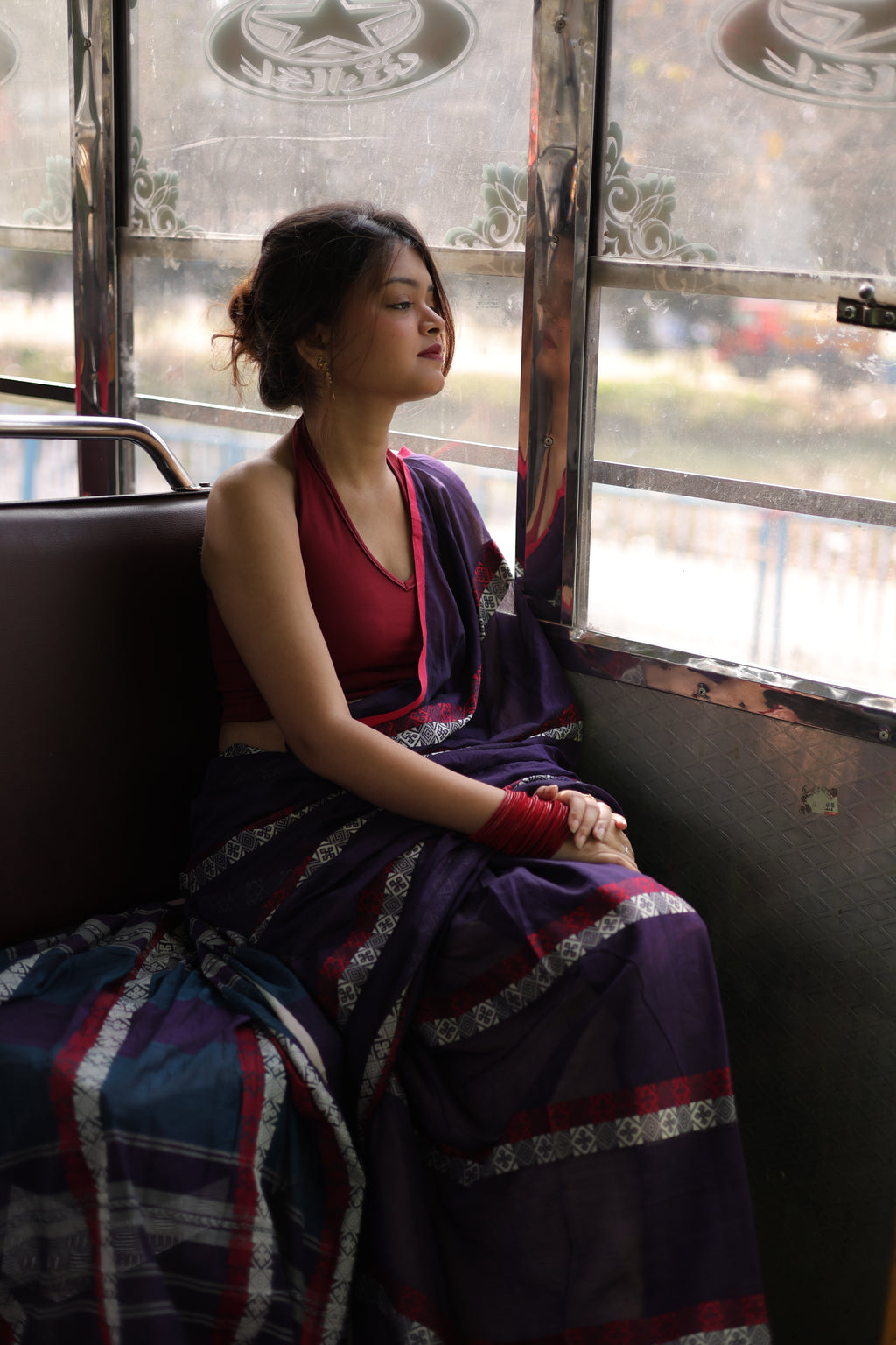 Keya • Dhaniakhali • Mul Cotton--Crimson Braid -Crimson Braid 