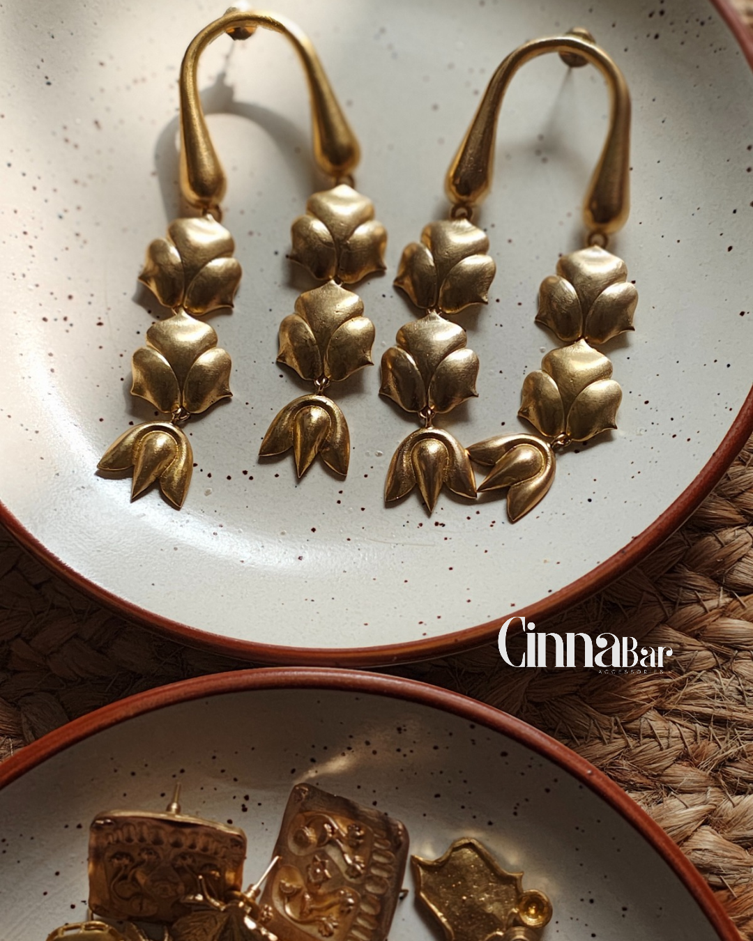 Lotus Danglers • Brass Earrings--Crimson Braid -Crimson Braid 