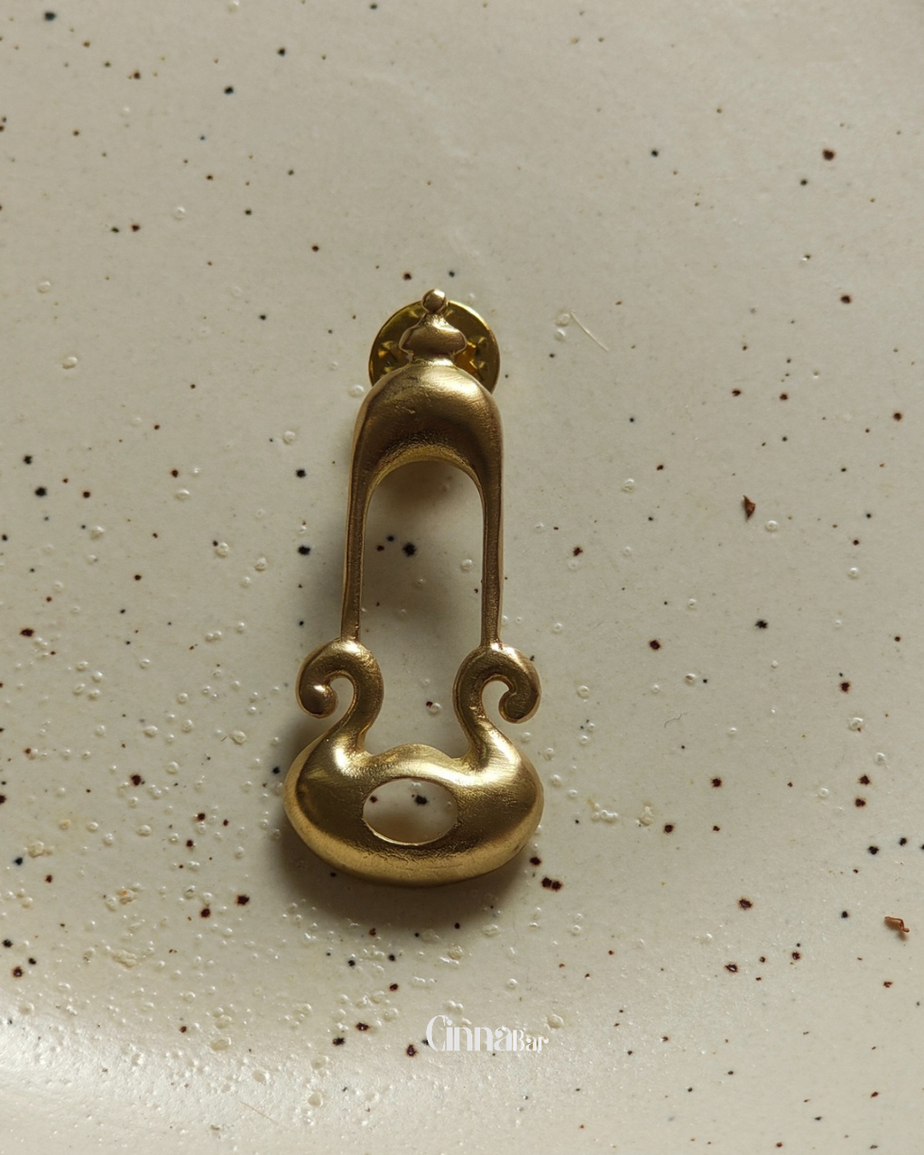 Abstract Lantern • Brass Brooch--Crimson Braid -Crimson Braid 