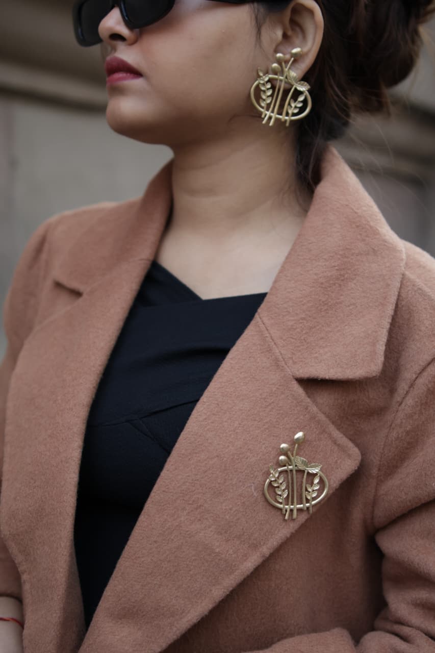 Four Leaves • Brass Earrings • Necpiece • Set--Crimson Braid -Crimson Braid 