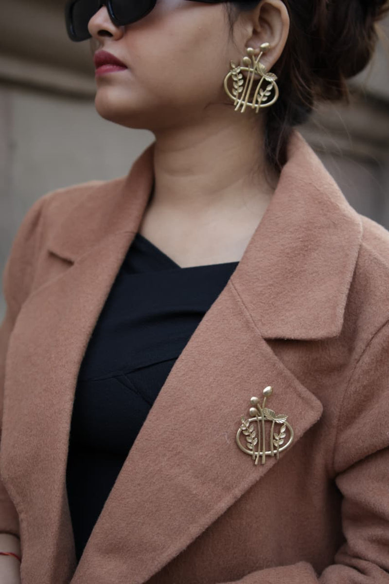 Four Leaves • Brass Earrings • Necpiece • Set--Crimson Braid -Crimson Braid 