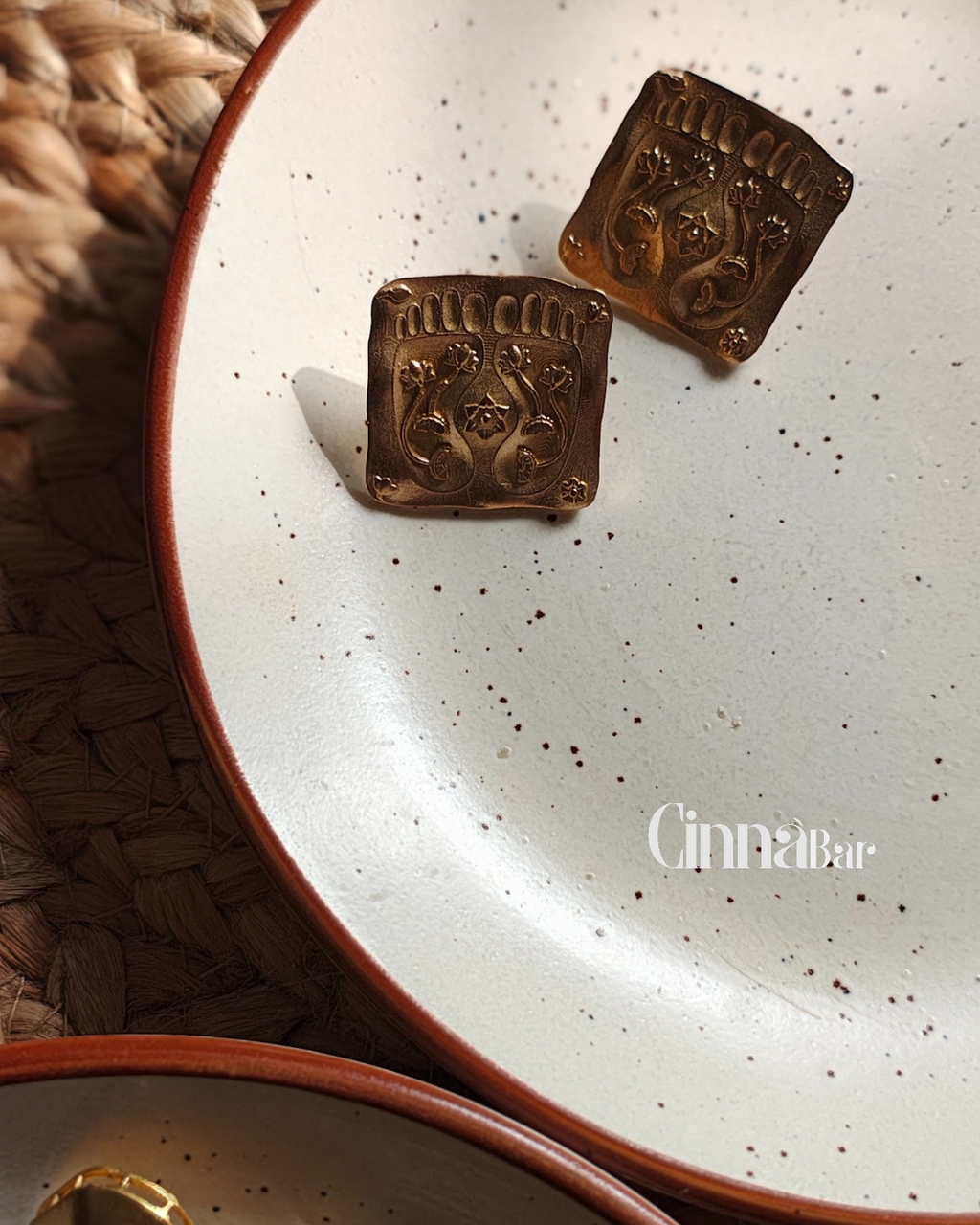 Foot Imprint • Brass Earrings--Crimson Braid -Crimson Braid 