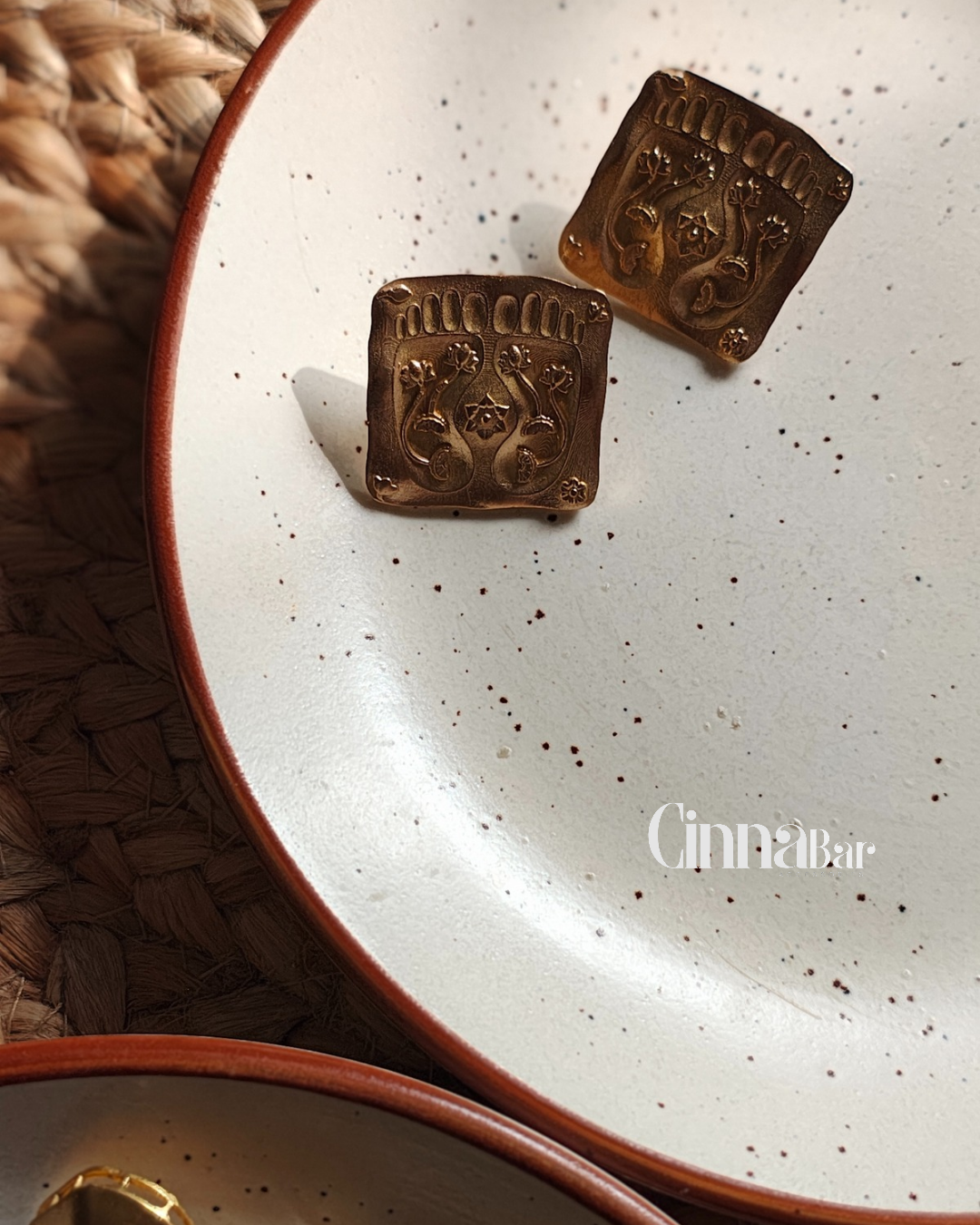 Foot Imprint • Brass Earrings--Crimson Braid -Crimson Braid 