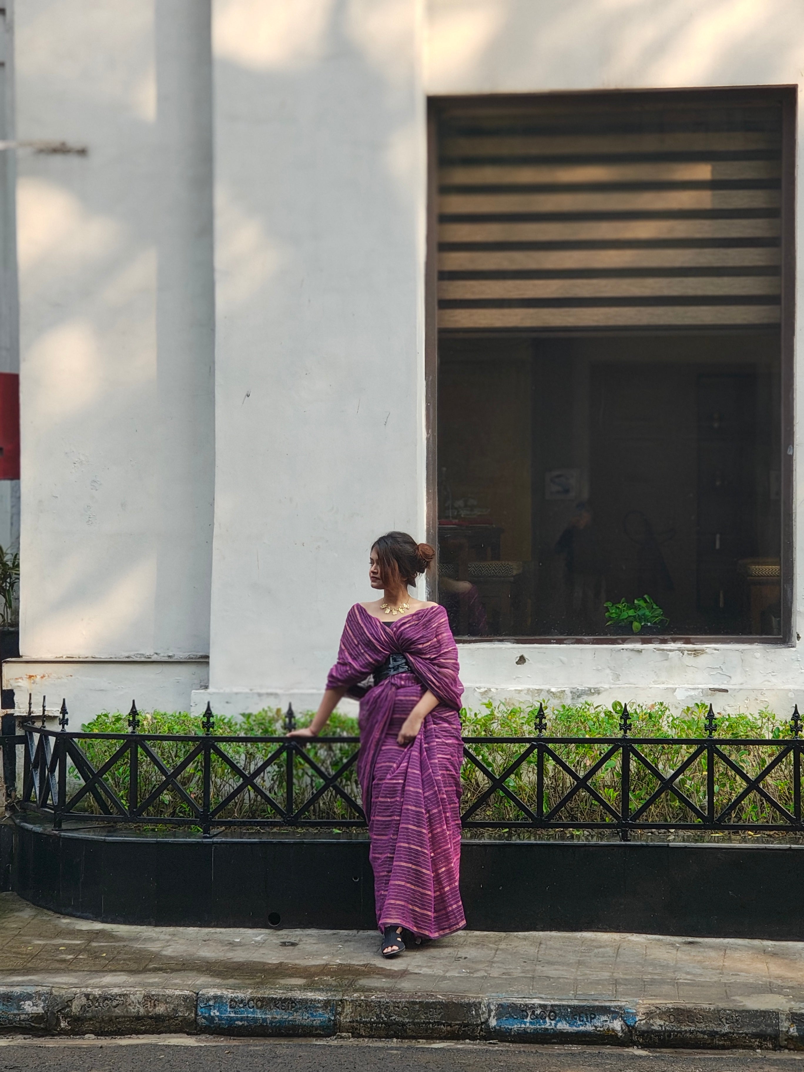 • Phulia • Mul Cotton--Crimson Braid -Crimson Braid 