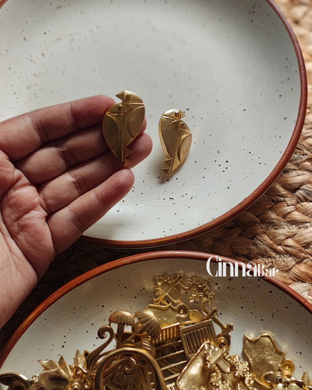 Two Birds • Brass Earrings--Crimson Braid -Crimson Braid 