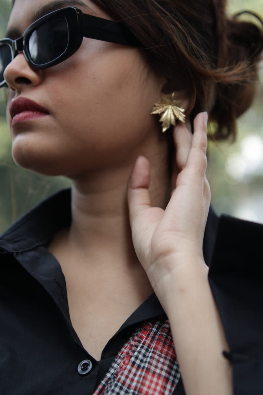 Maple Leaf • Brass Earrings--Crimson Braid -Crimson Braid 