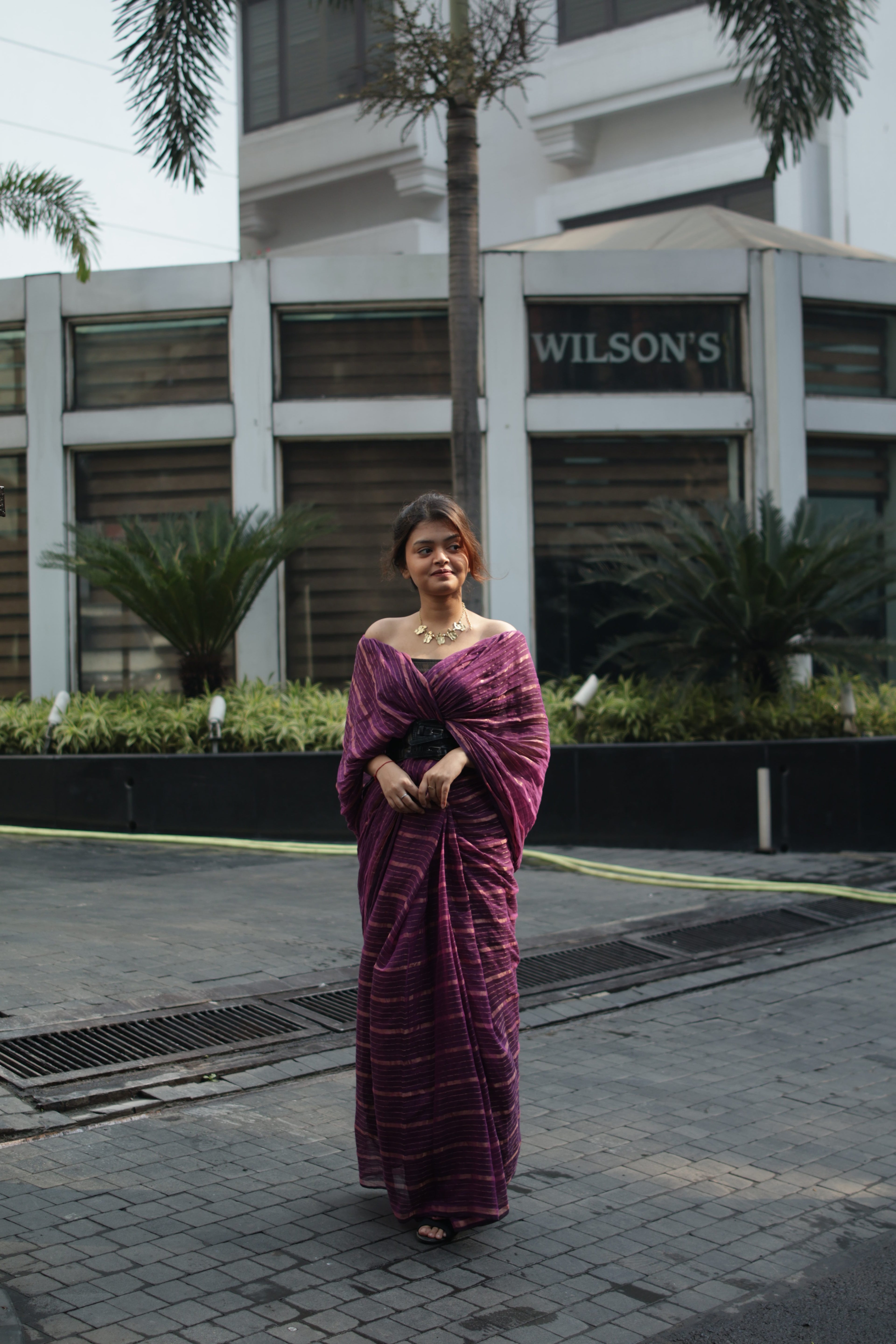 • Phulia • Mul Cotton--Crimson Braid -Crimson Braid 