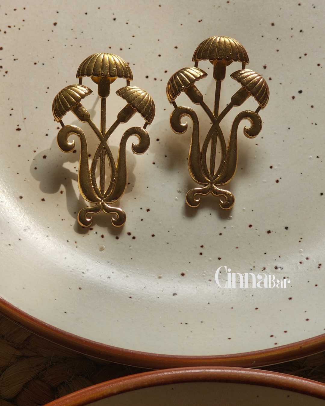 A Kashmiri Flower • Brass Earrings--Crimson Braid -Crimson Braid 