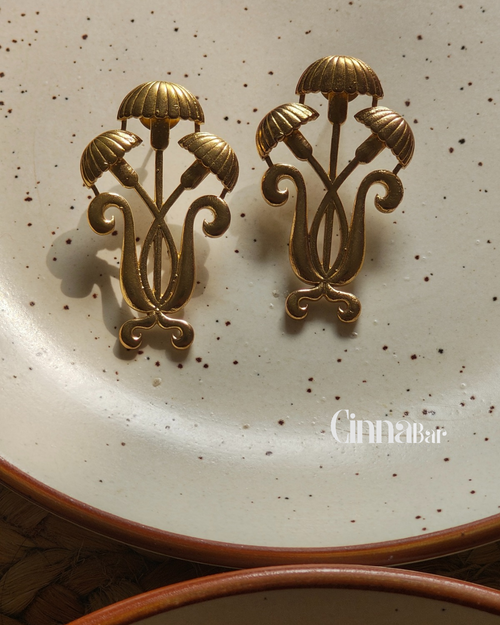 A Kashmiri Flower • Brass Earrings--Crimson Braid -Crimson Braid 