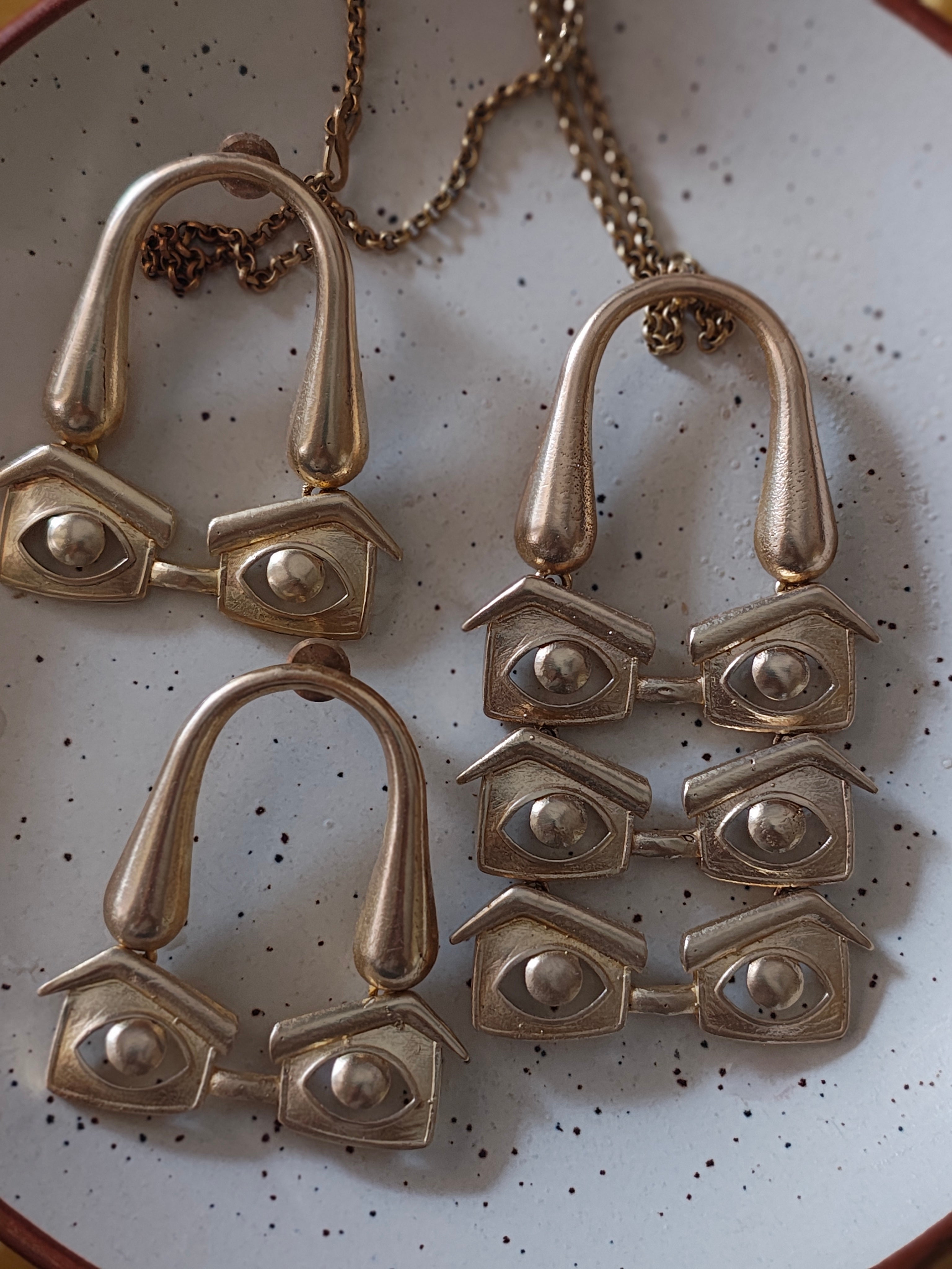 Specs • Brass Earrings • Necpiece • Set--Crimson Braid -Collection State:As Collected (Complete Set)-Crimson Braid 