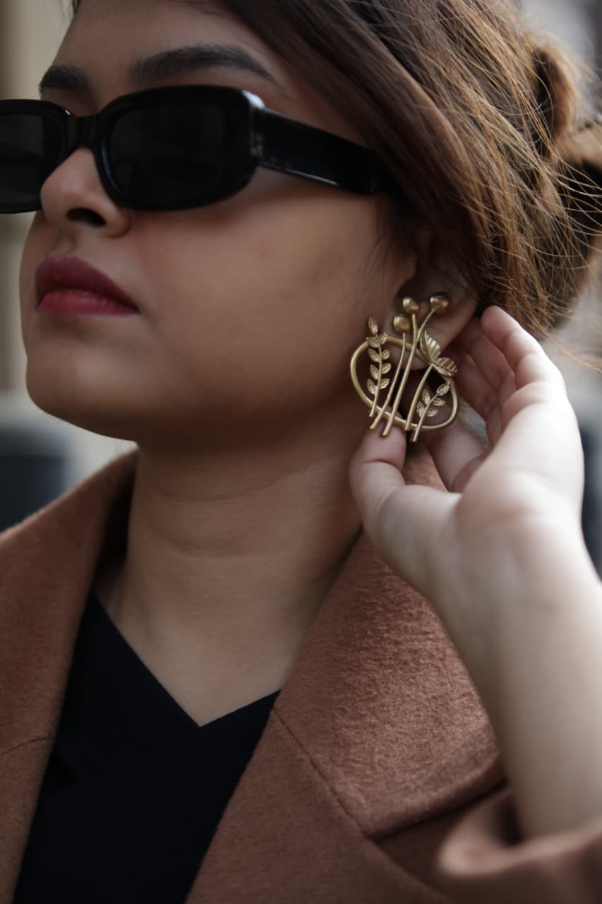 Four Leaves • Brass Earrings • Necpiece • Set--Crimson Braid -Crimson Braid 