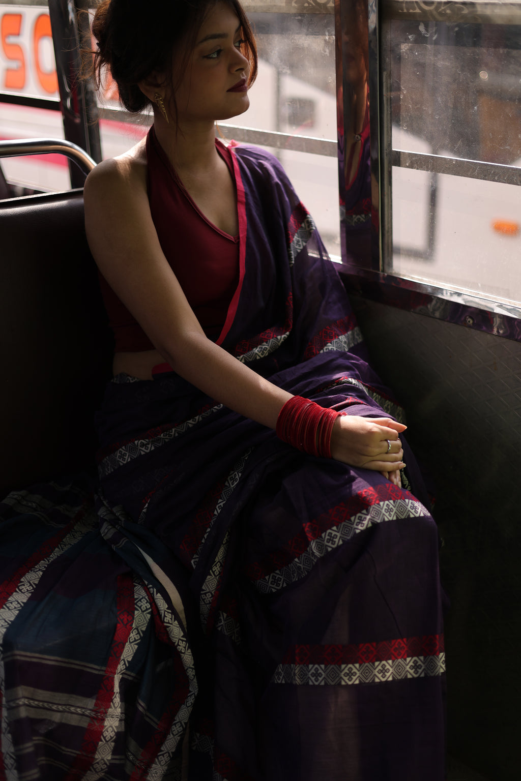 Keya • Dhaniakhali • Mul Cotton--Crimson Braid -Crimson Braid 