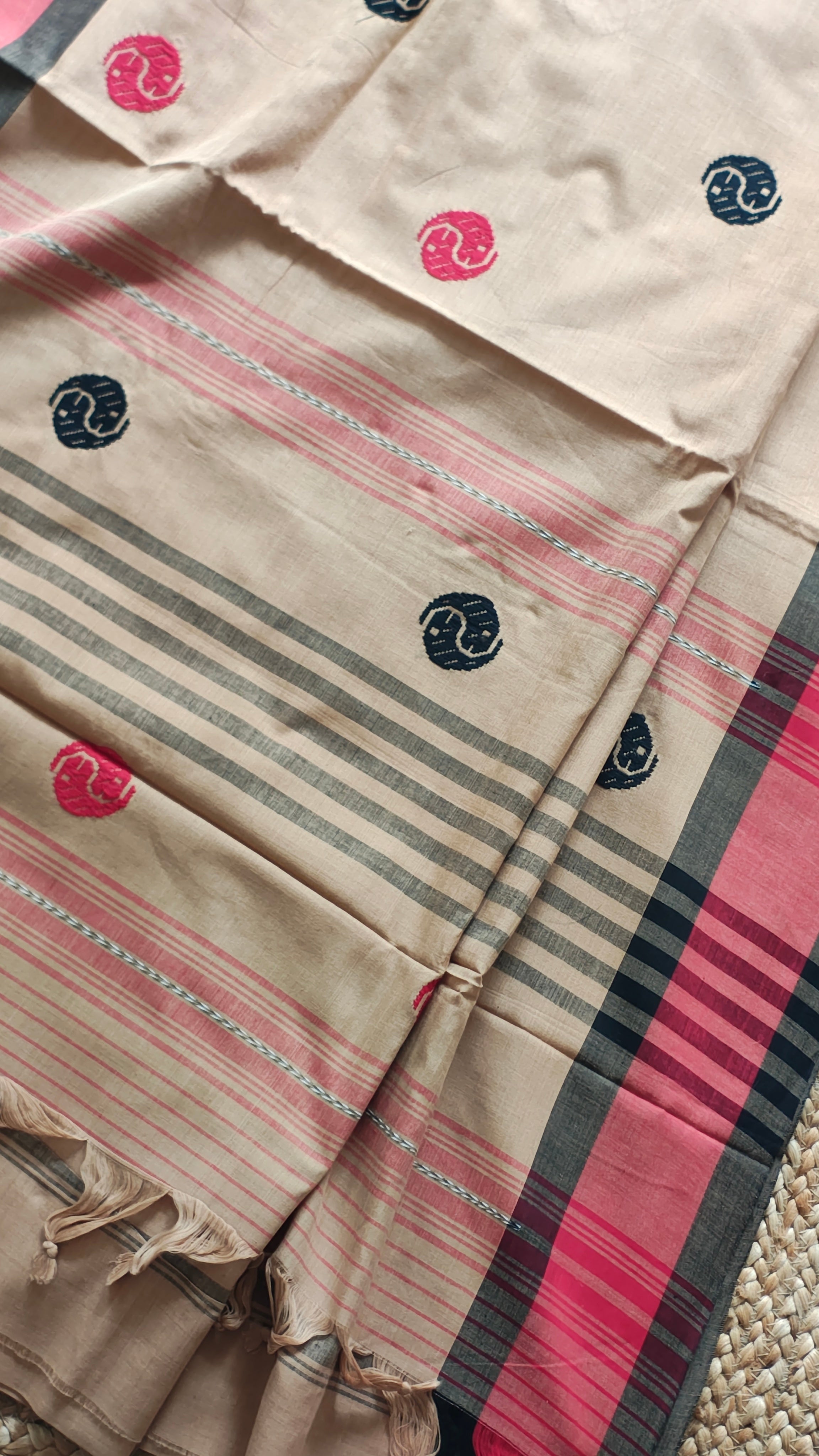 Ahalya • Dhaniakhali • Cotton--Crimson Braid -Crimson Braid 