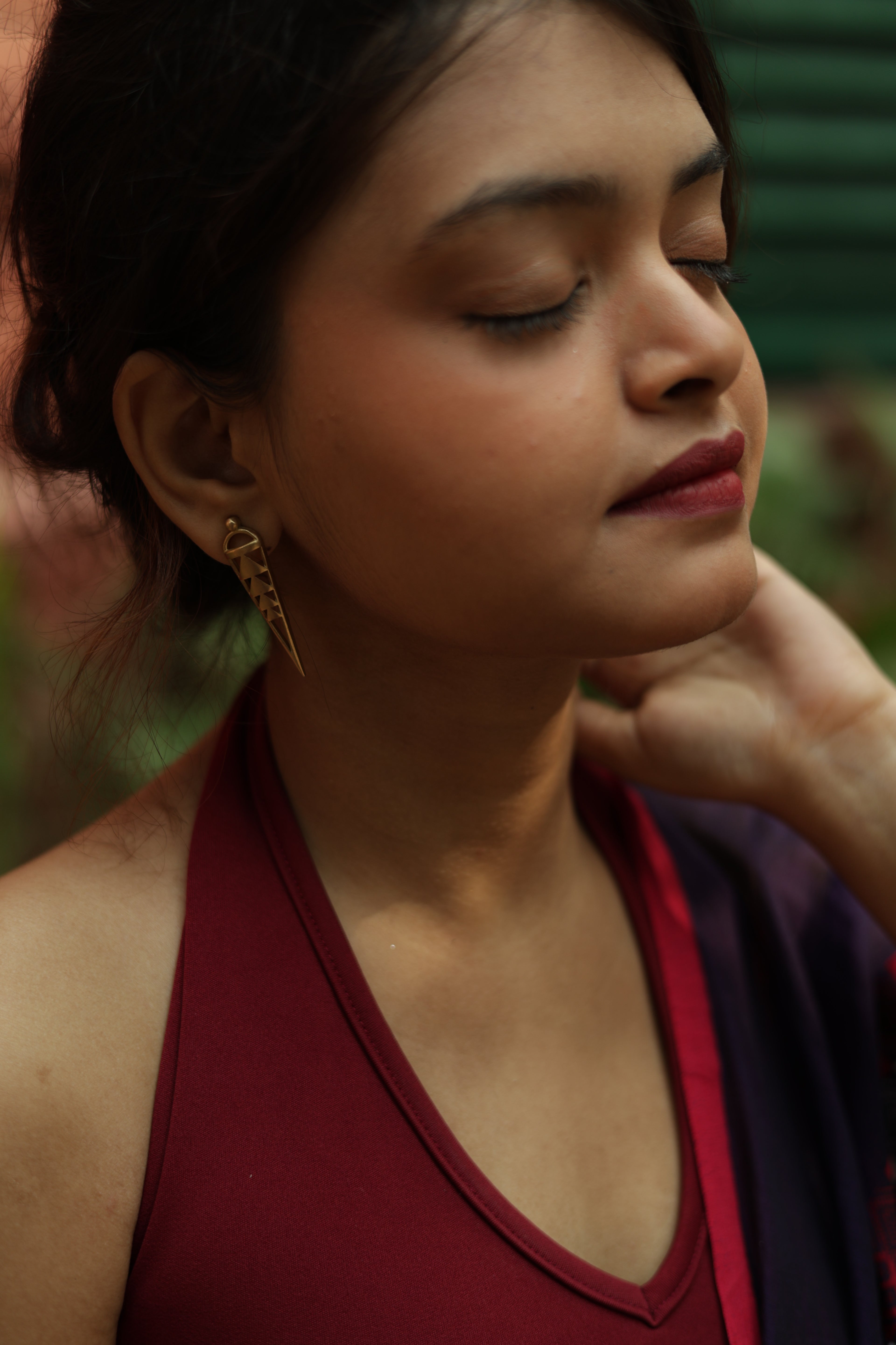 Triangles • Brass Earrings--Crimson Braid -Crimson Braid 
