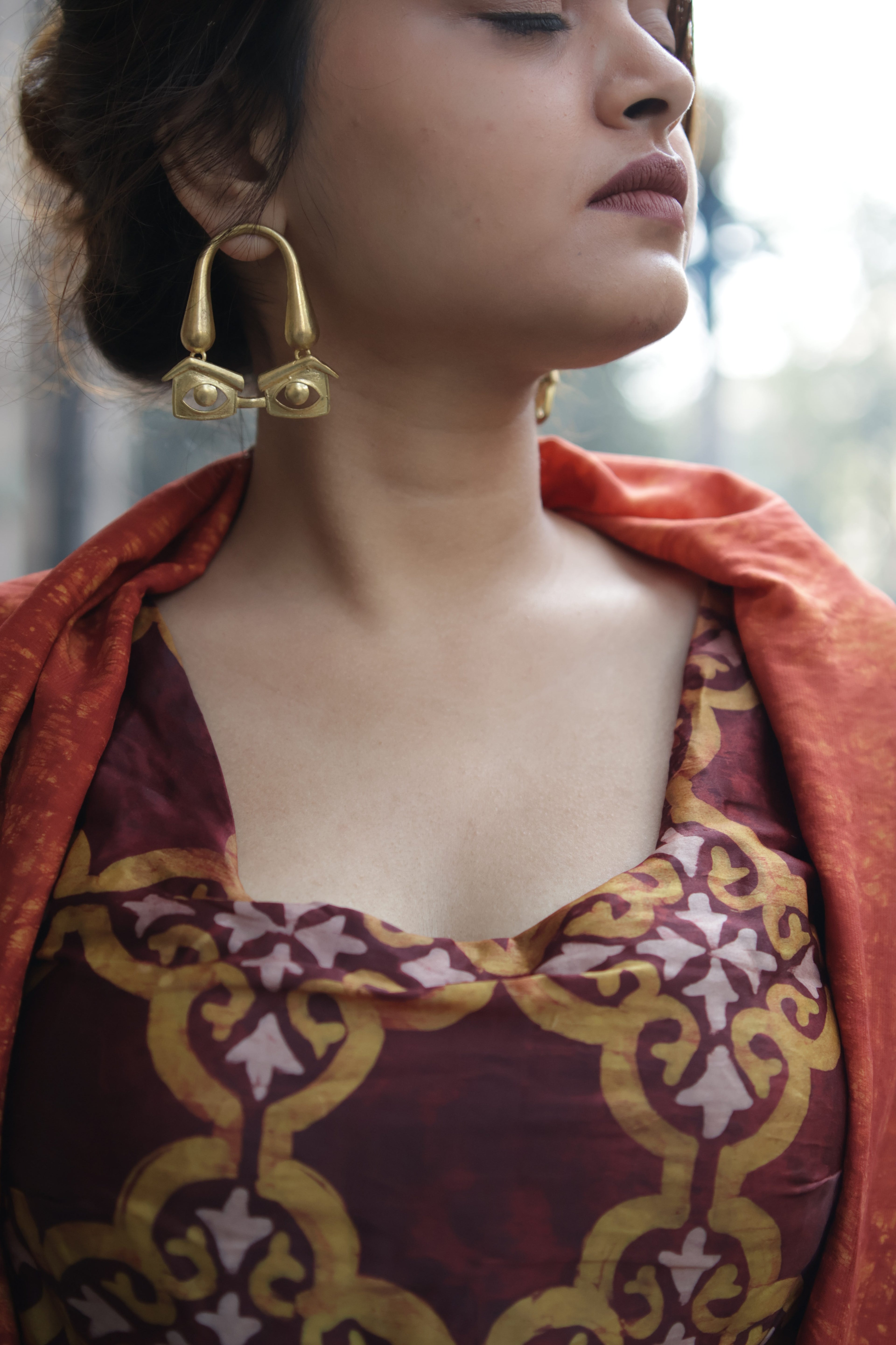 Specs • Brass Earrings • Necpiece • Set--Crimson Braid -Crimson Braid 