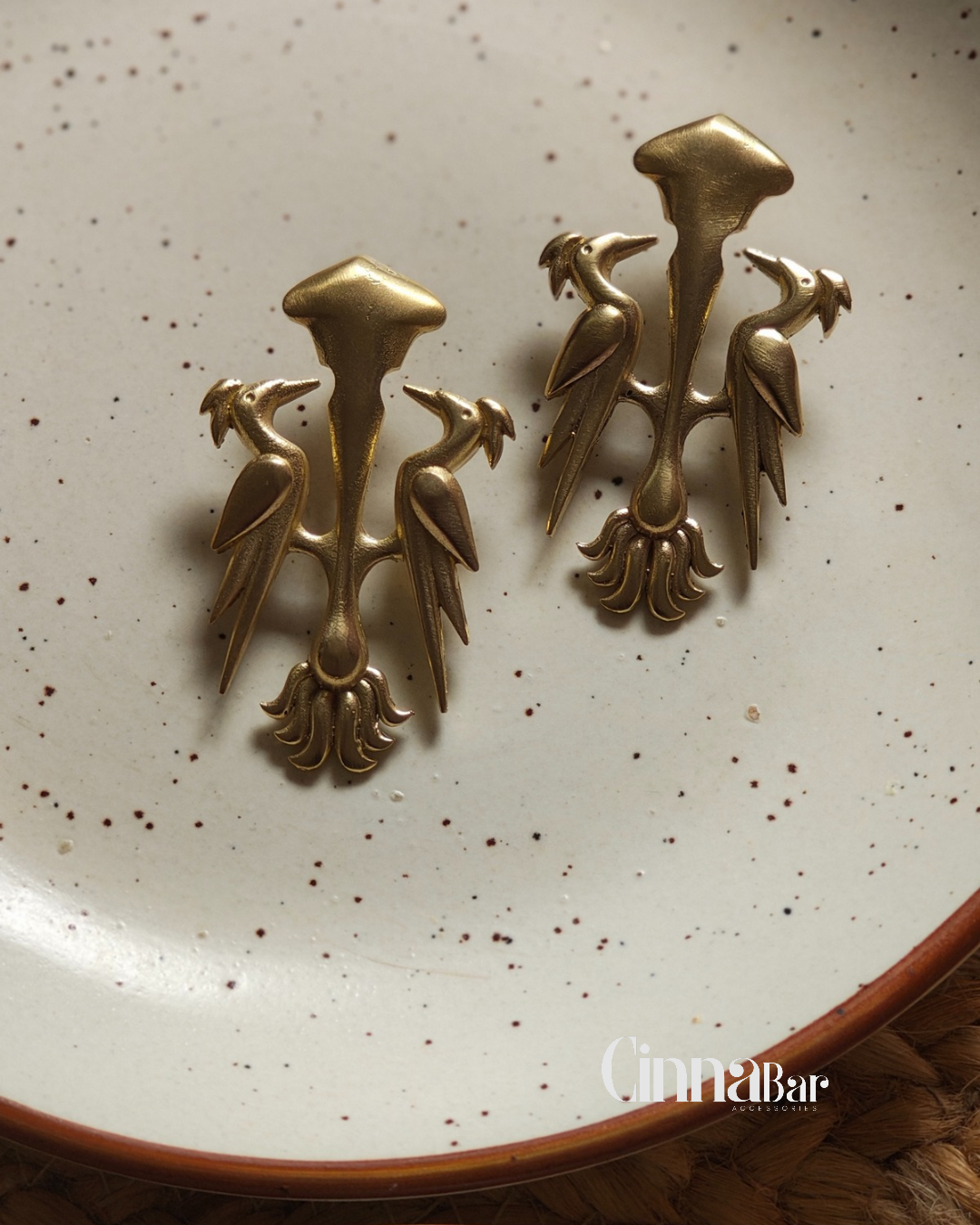 Woodpecker • Brass Earrings--Crimson Braid -Crimson Braid 