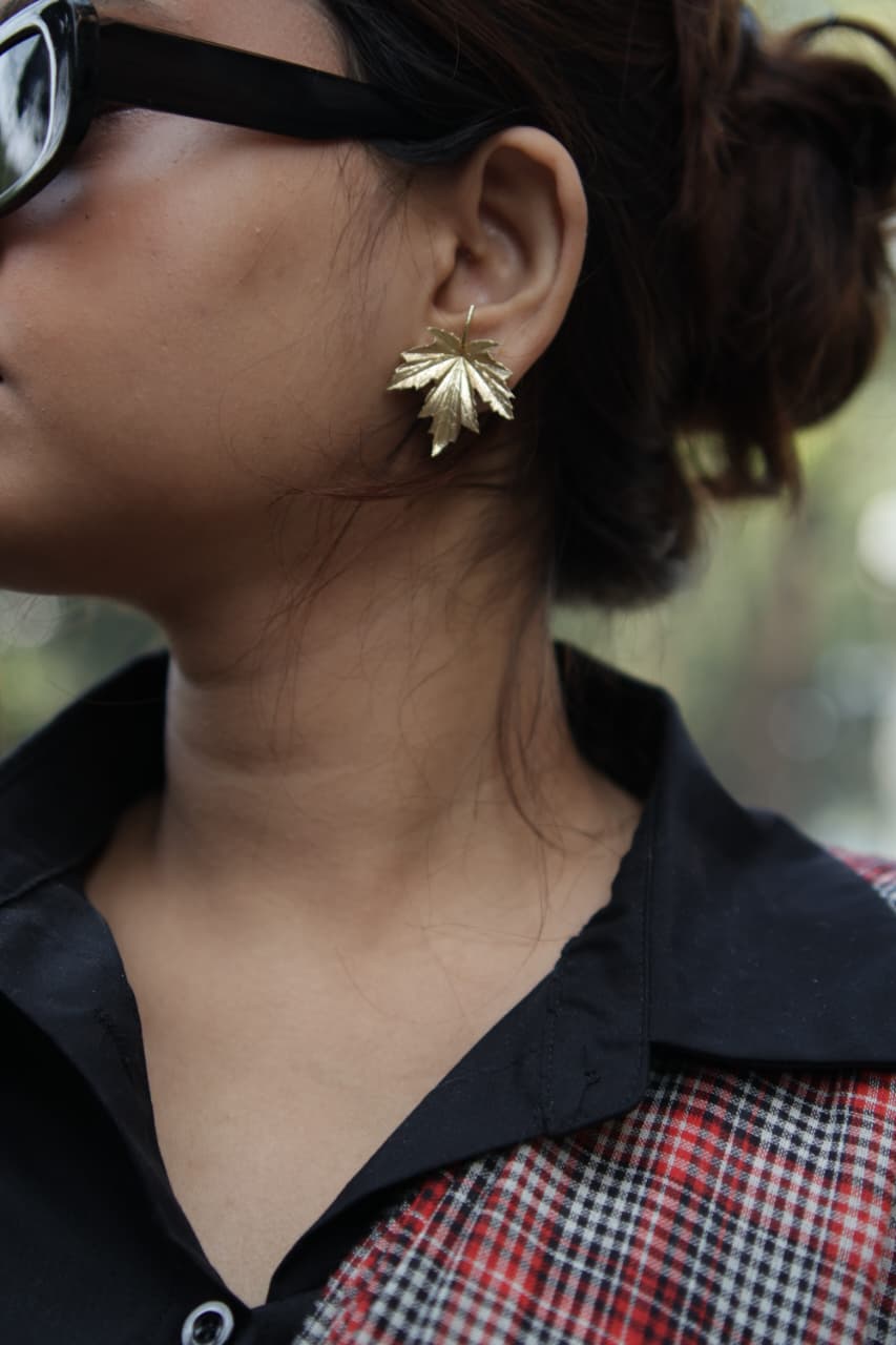 Maple Leaf • Brass Earrings--Crimson Braid -Crimson Braid 