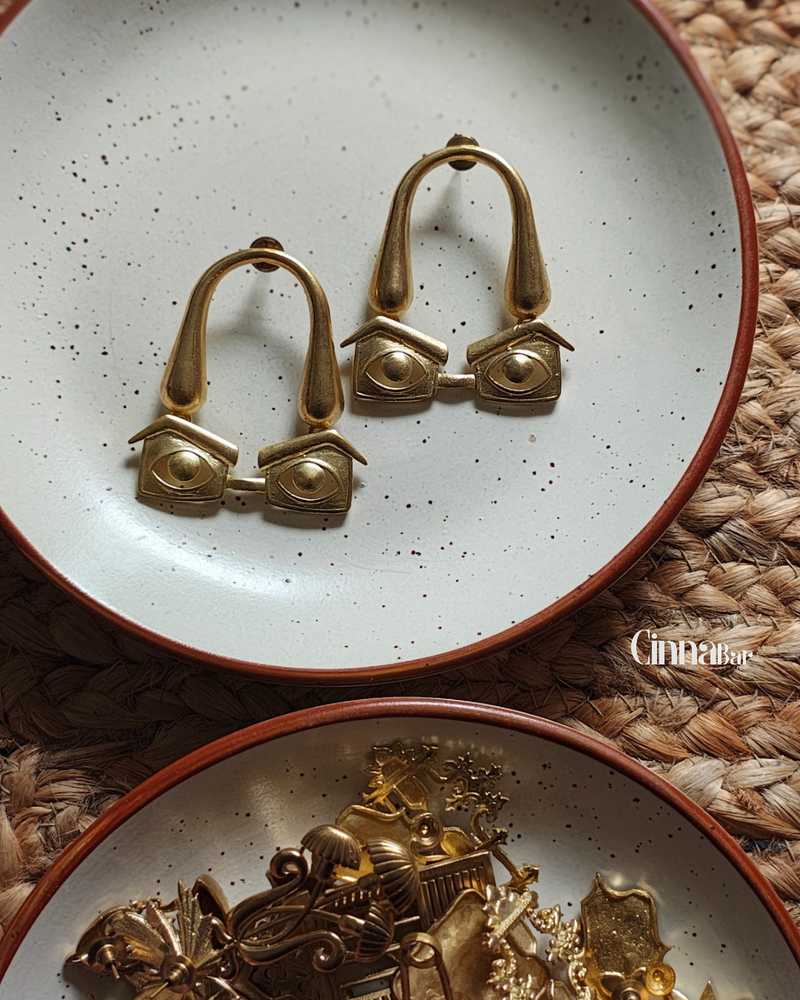 Specs • Brass Earrings • Necpiece • Set--Crimson Braid -Collection State:Individual Object: Earrings-Crimson Braid 