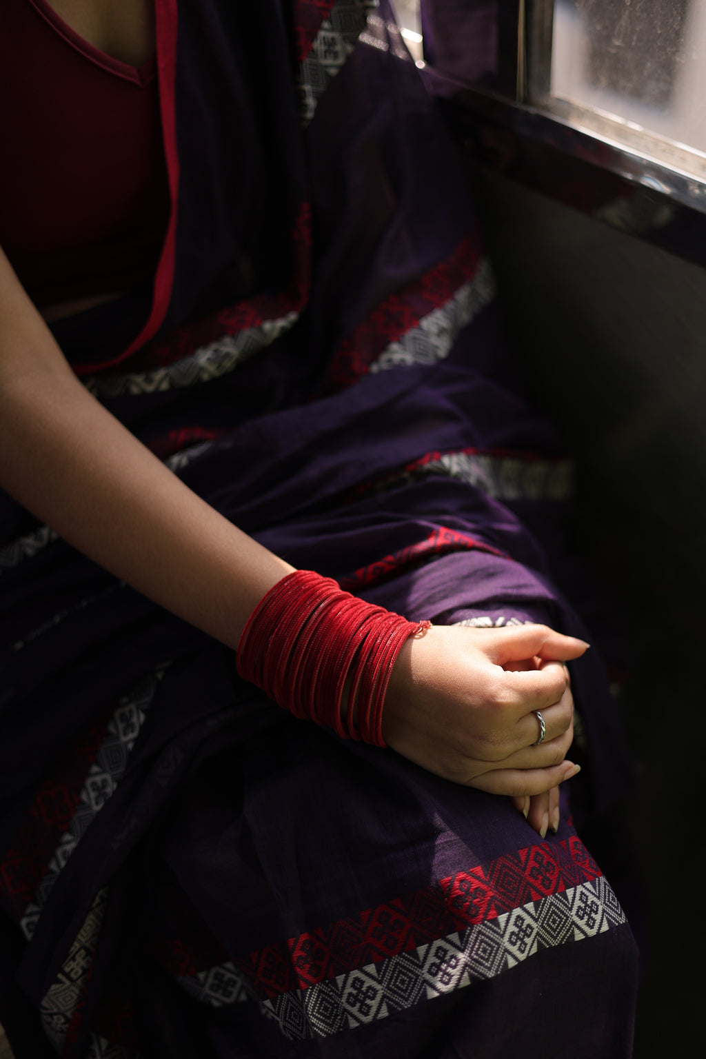 Keya • Dhaniakhali • Mul Cotton--Crimson Braid -Crimson Braid 