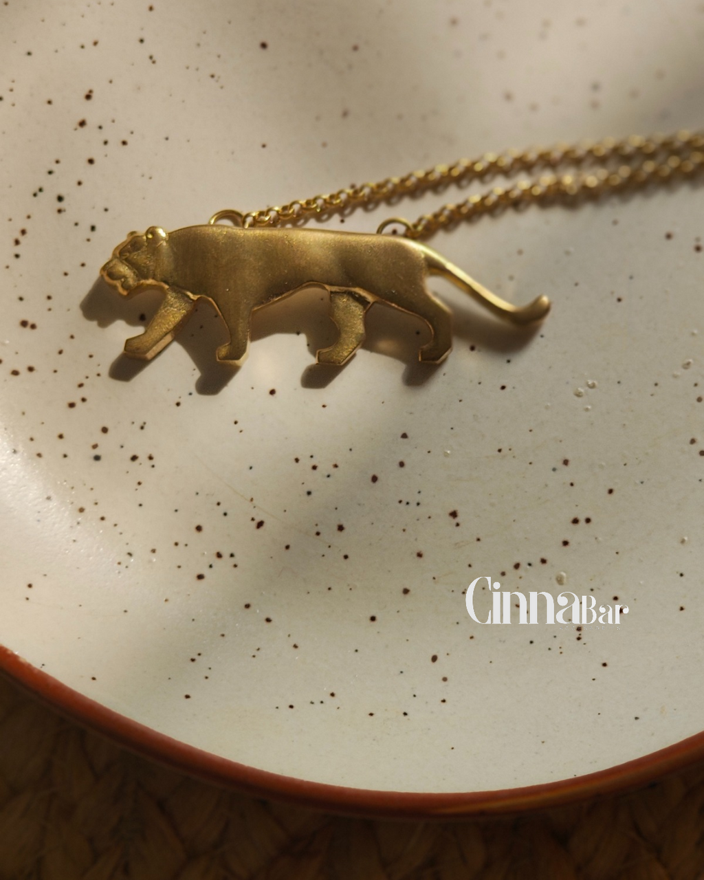 Royal Bengal Tiger • Brass Neckpiece (Pendant Form)--Crimson Braid -Crimson Braid 