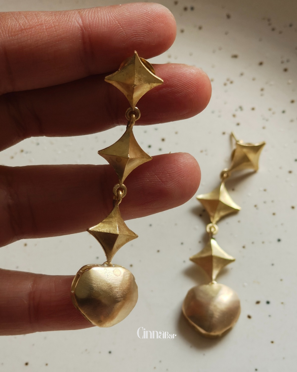 Diamond, Circles • Brass Earrings--Crimson Braid -Crimson Braid 